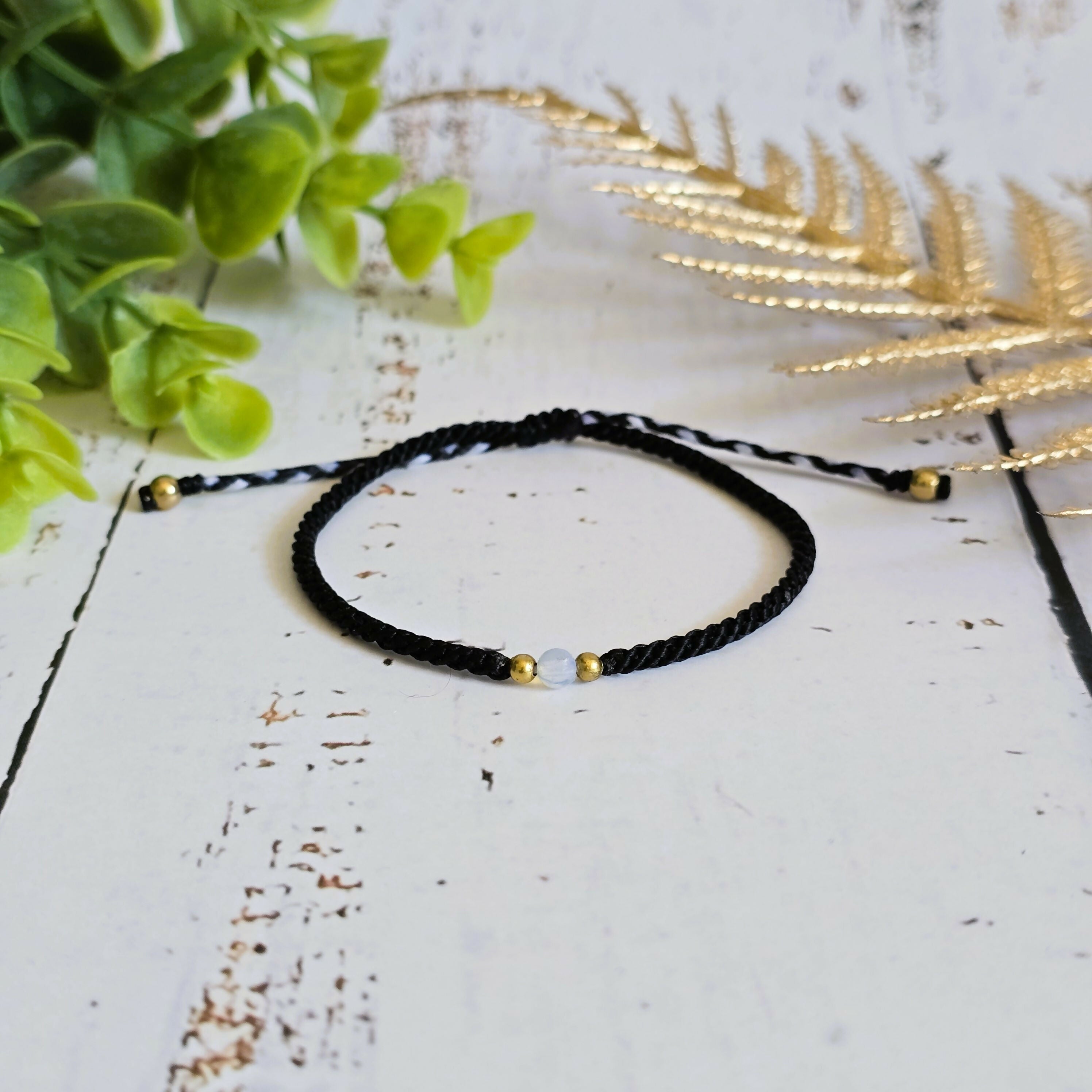 Moonstone Birthstone Bracelet; Single Crystal Macrame Adjustible June Gift Bracelet