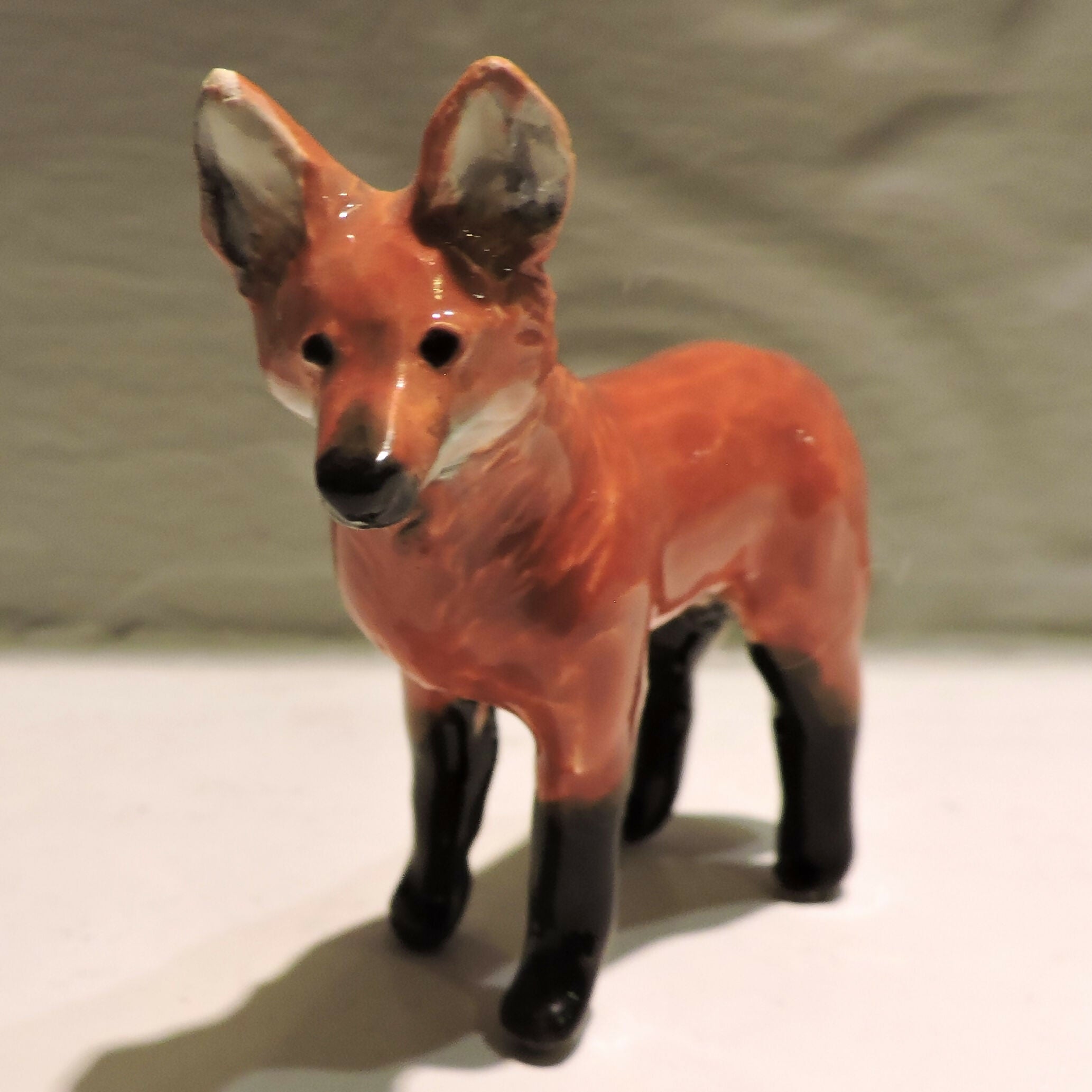 Ceramic Maned Wolf Sculpture
