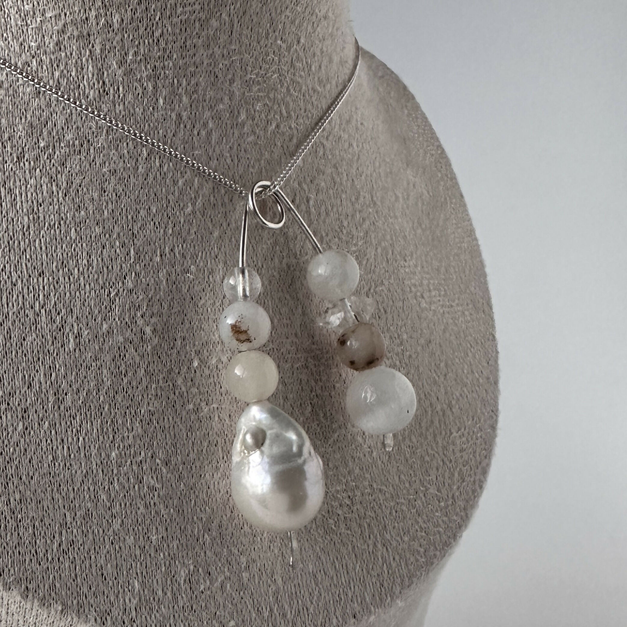 INFINITE PENDANT | STERLING SILVER & STONE PENDANT FOR AWARENESS WITH BAROQUE PEARL