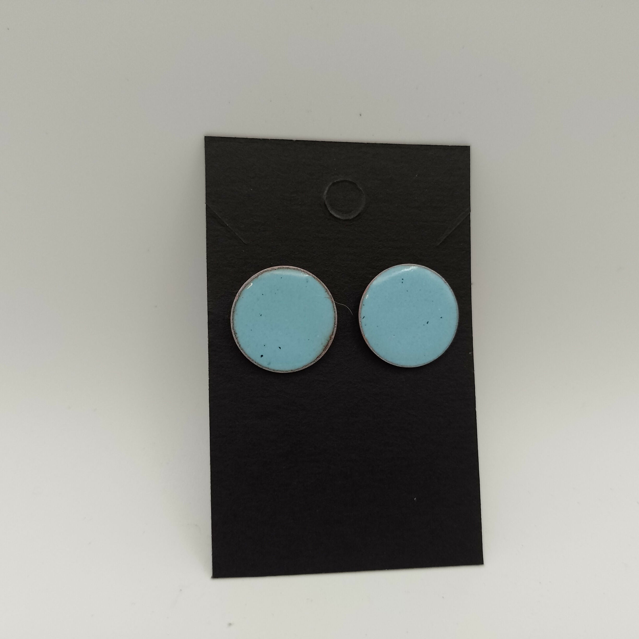 Light Blue Enamel Circle Stud Earrings