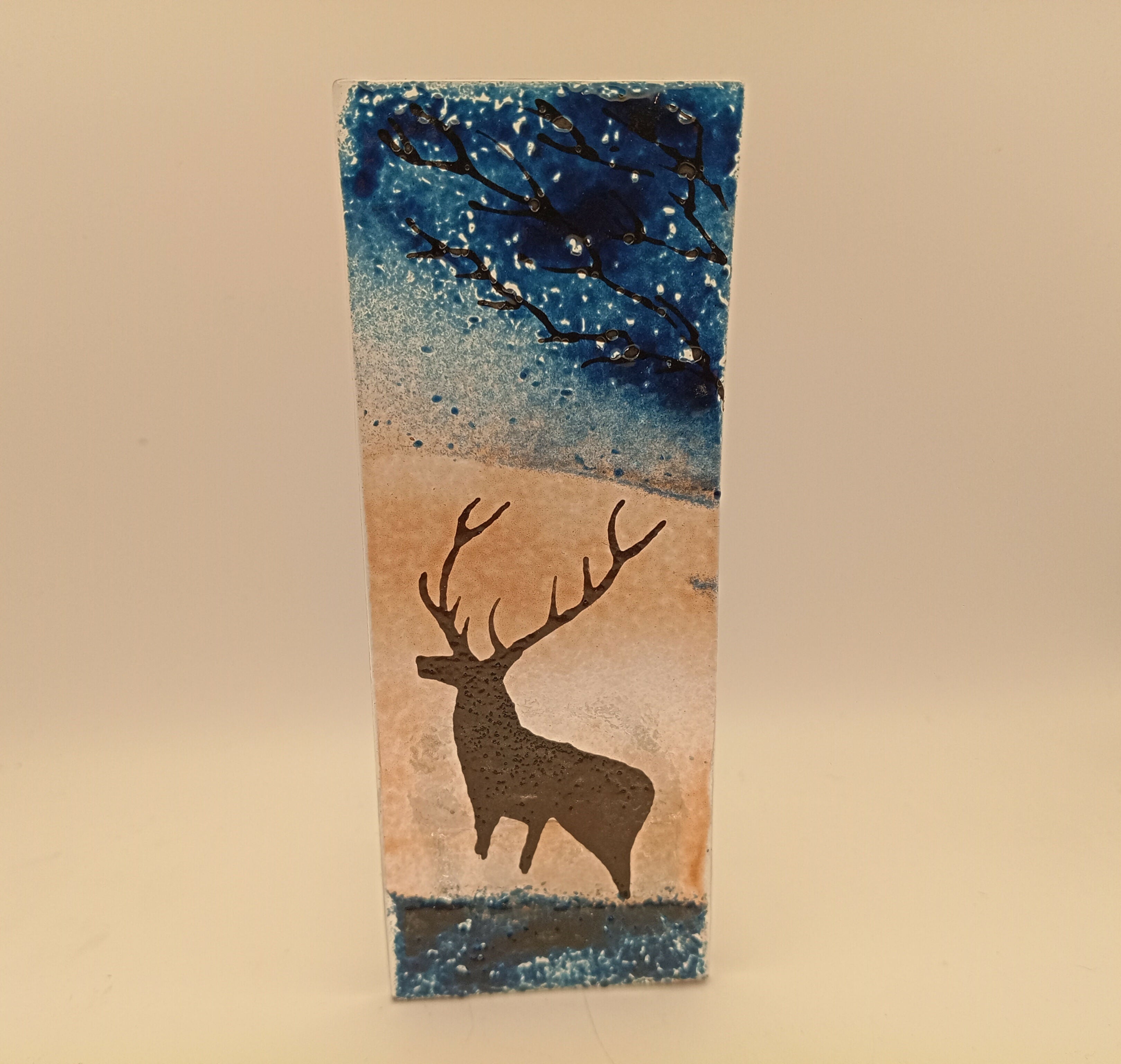 Fused Glass Sihouette Stag Tealight