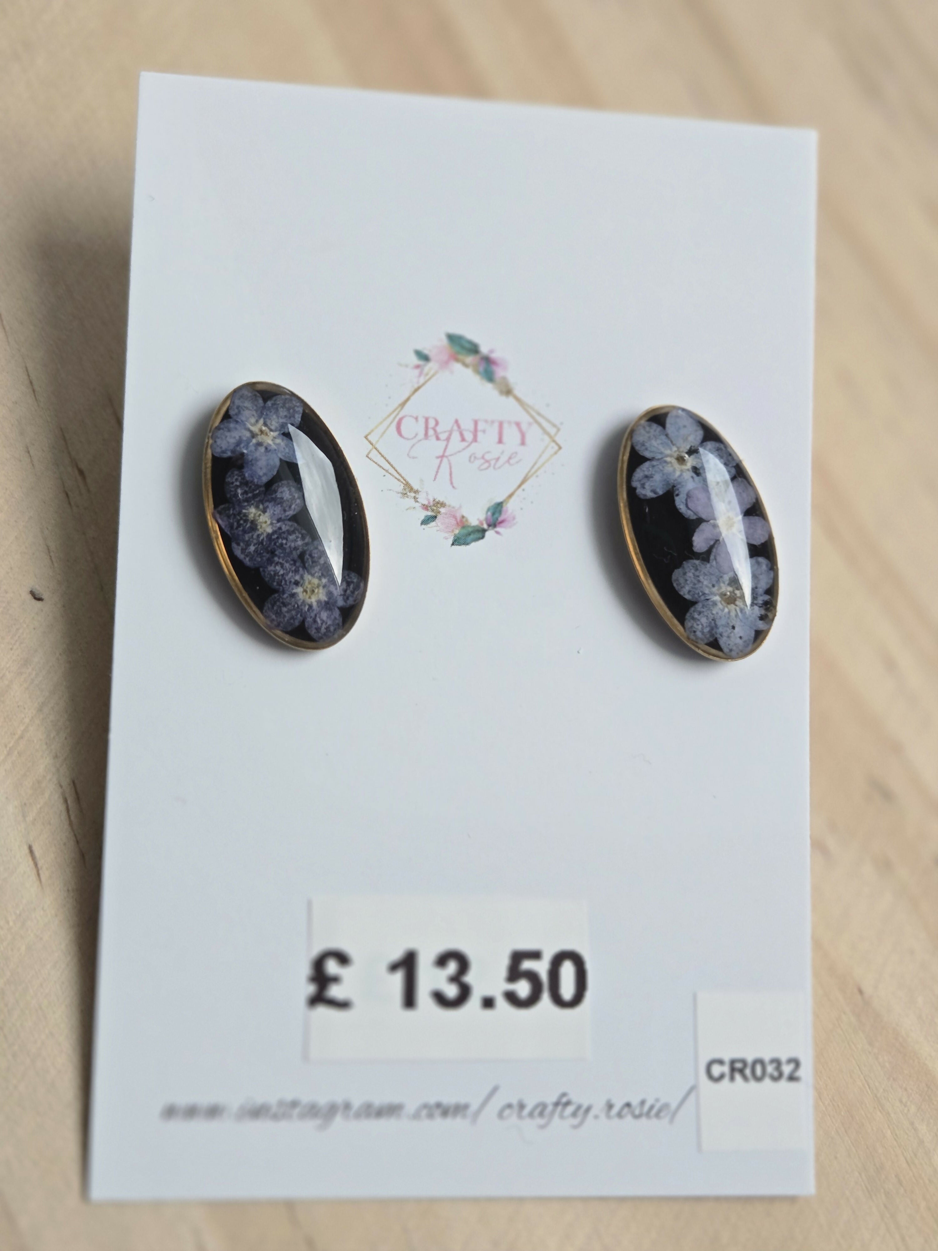 Stainless Steel Real Forget Me Not Stud Earrings