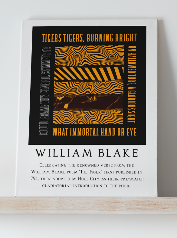 Hull City Art Print TIGERS TIGERS LYRICS Design in Black