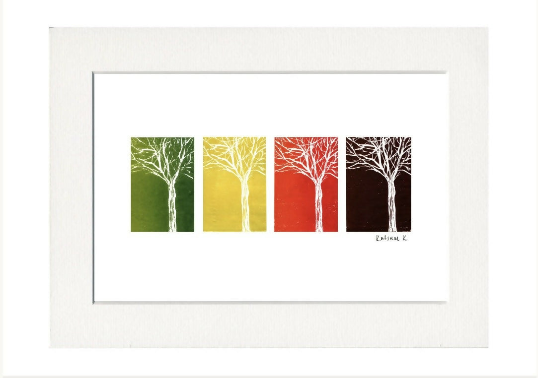 Seasons Tree Lino Print