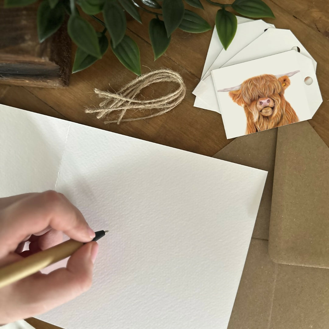 Highland Cow Gift Tags – Set of 4 Tags – Scottish Cow – Farm Animal Lover Gift – Handmade