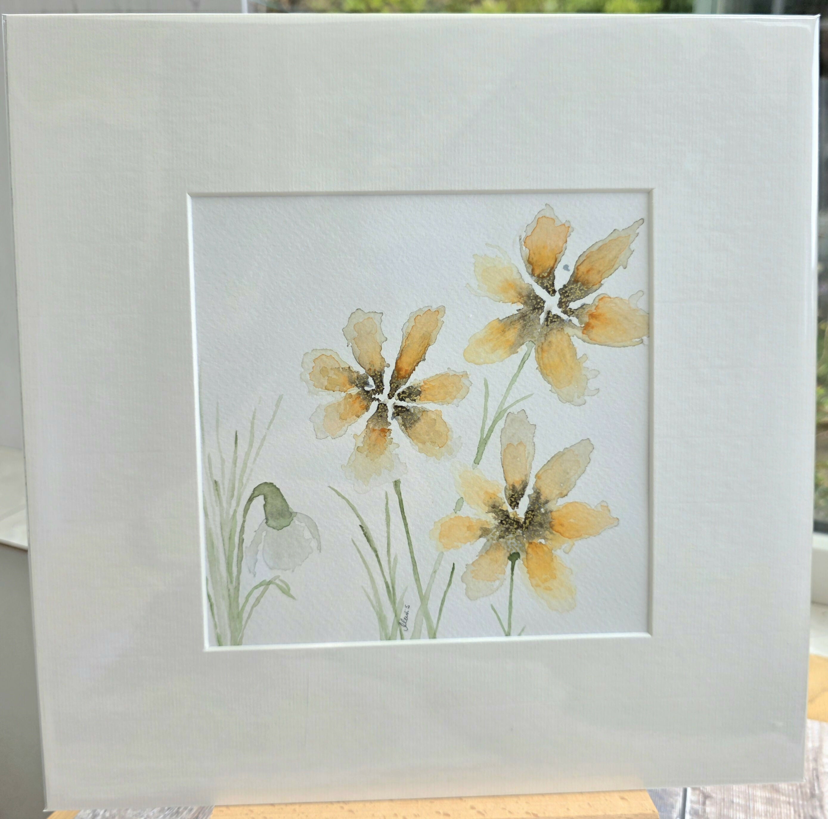 'Acidanthera & Snowdrop' Original Mixed Media Painting