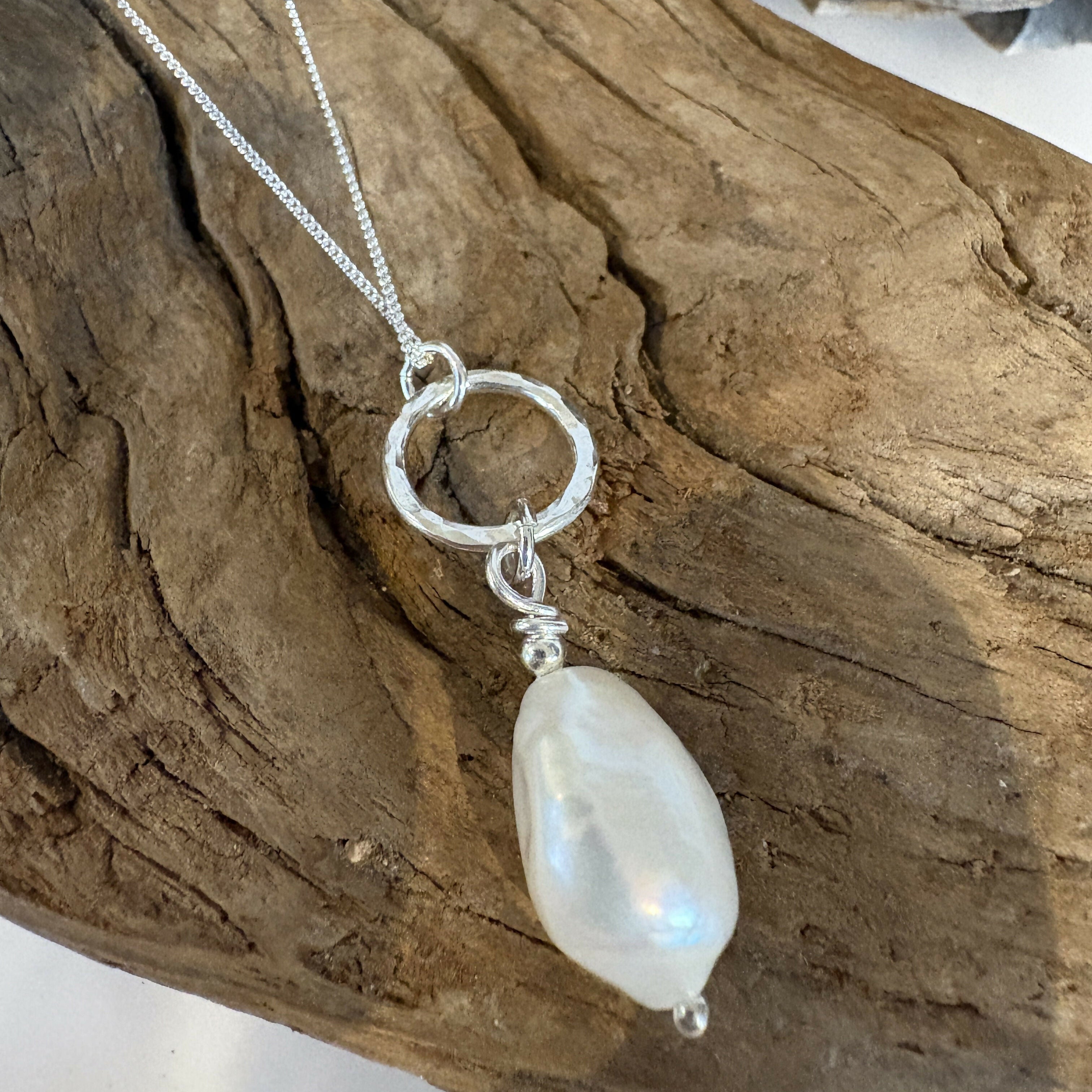 Baroque Pearl Pendant with Sterling Silver Ring