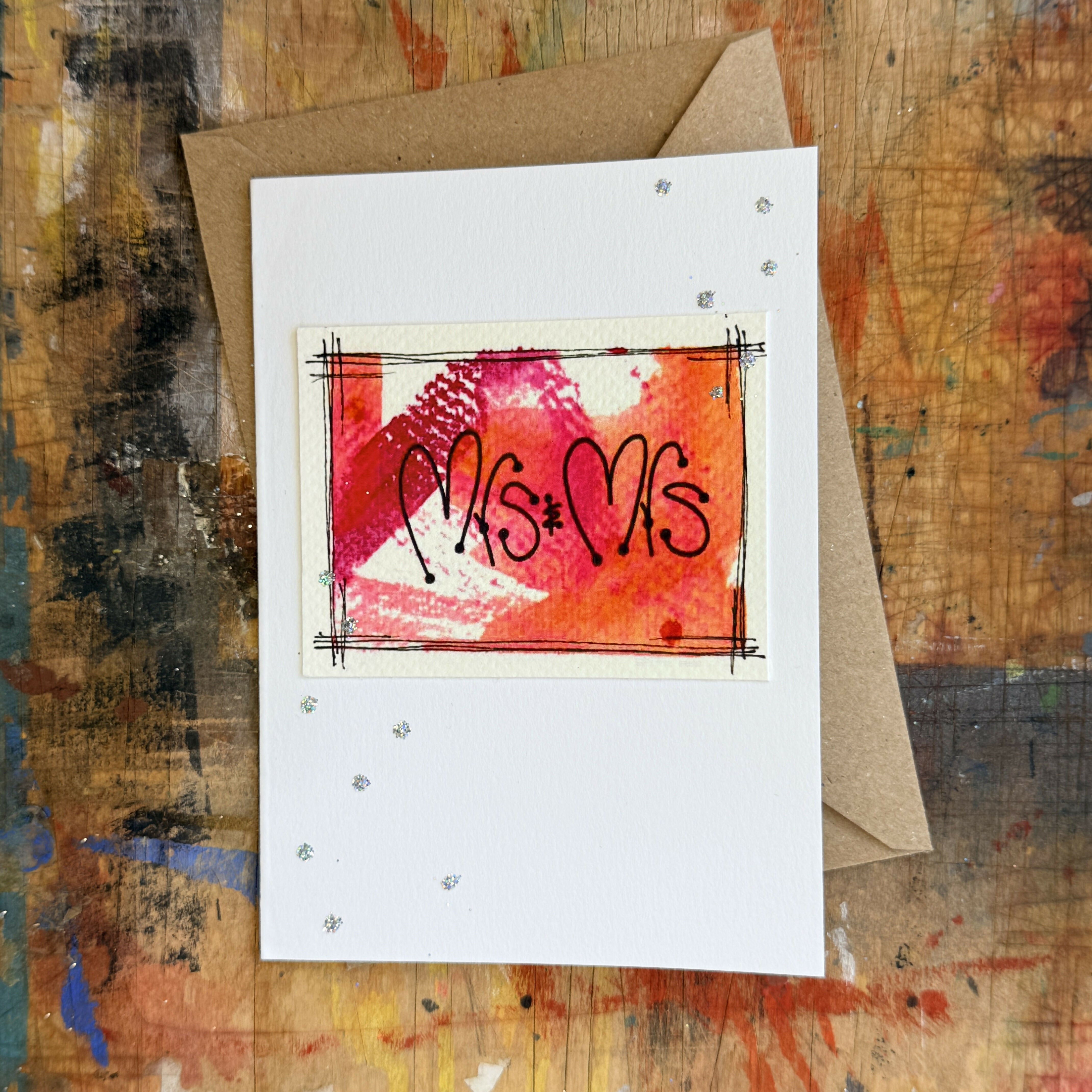 Abstract Mrs & Mrs Card in Pink