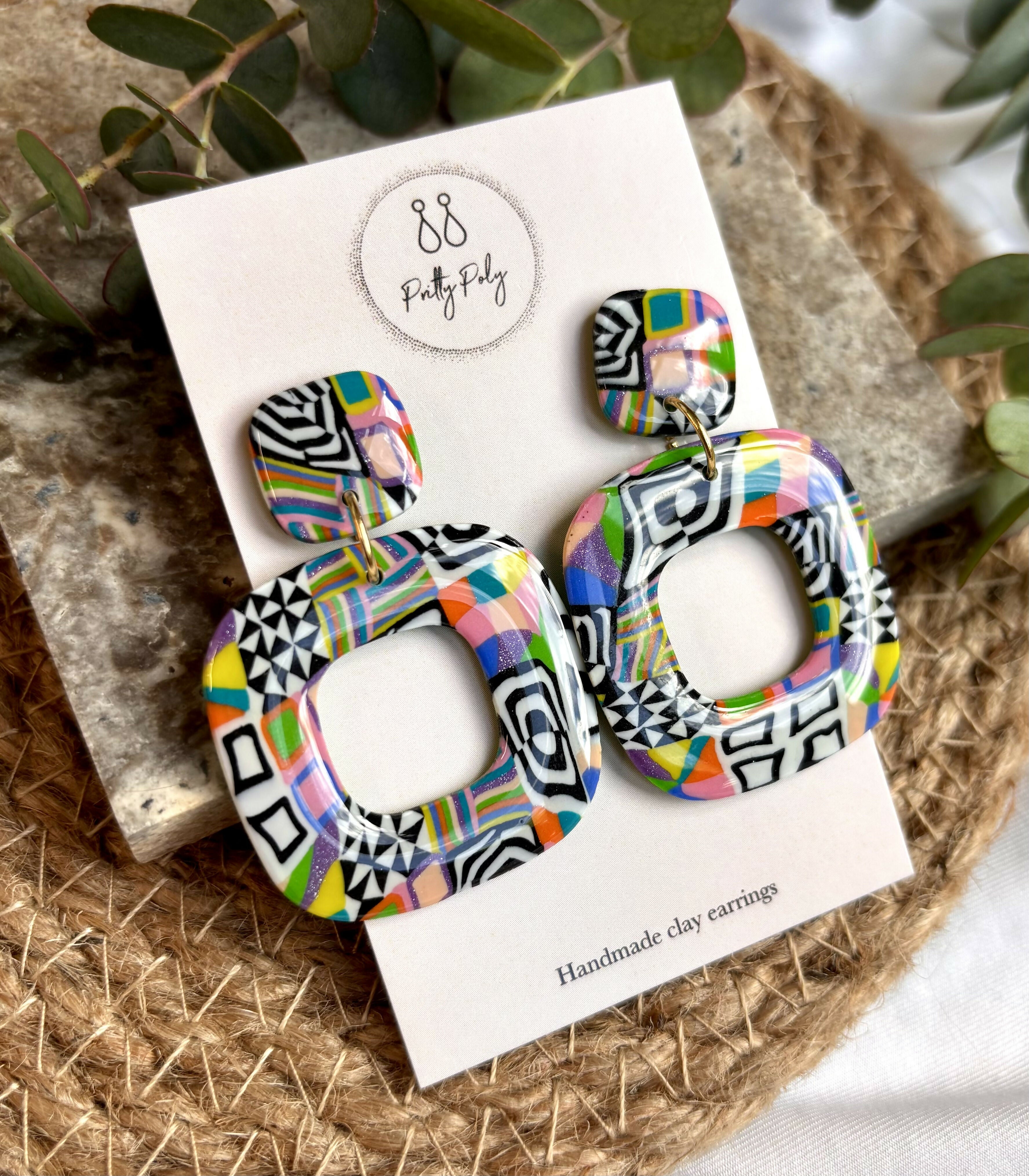 Funky Pattern Collection - Square Polymer Clay Earrings