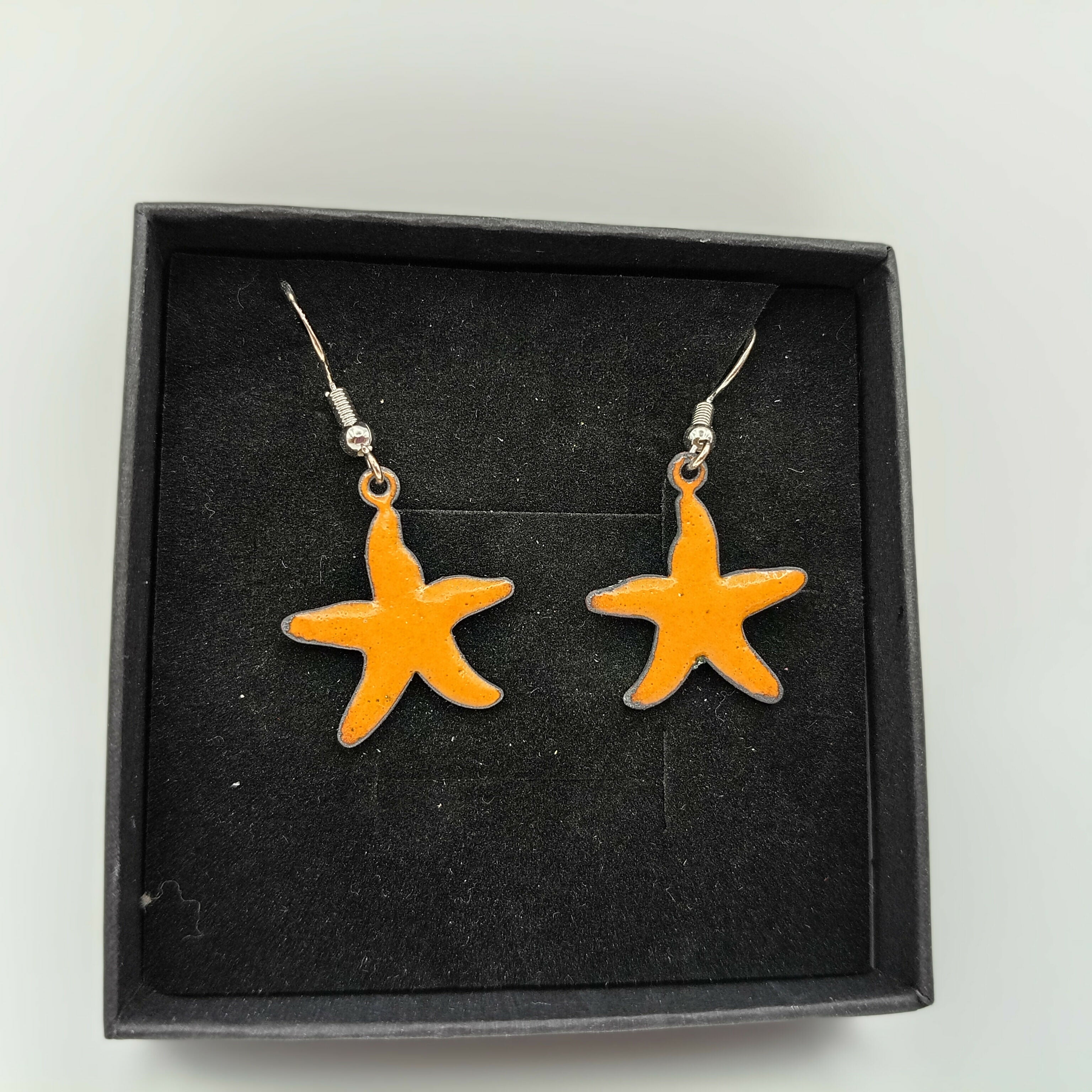 Yellow Enamel Starfish Earrings