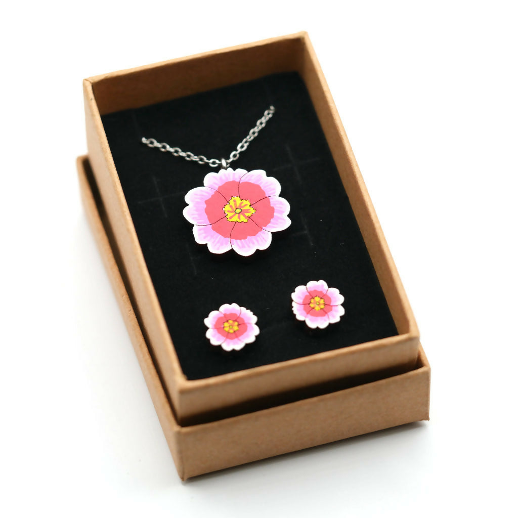 Primroses Necklace and Stud Earrings Set