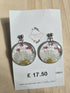 Stainless Steel Real Daisy and Queen Anne's Lace Flowers Dangle Earrings