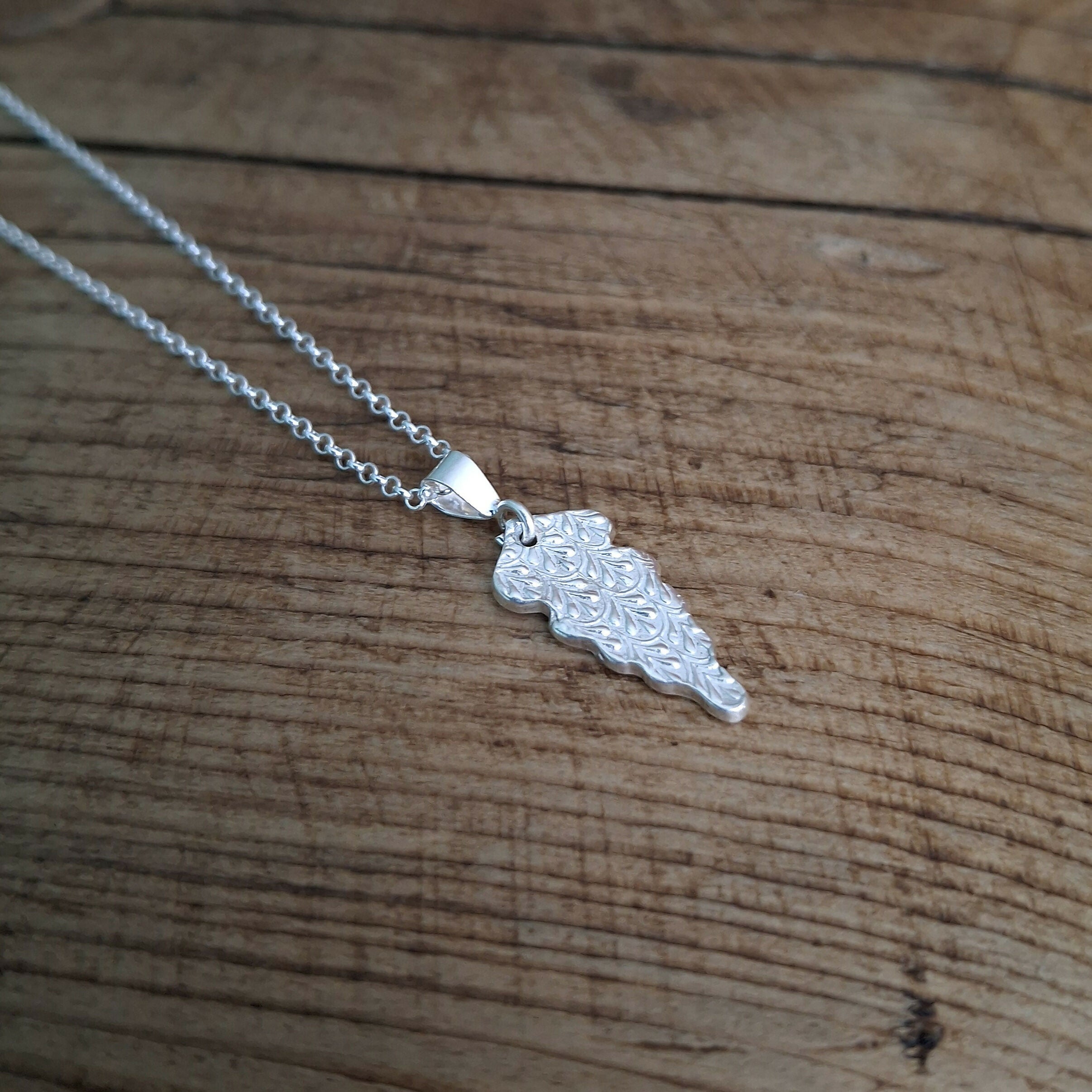Handmade Fancy Leaf Silver Charm Necklace