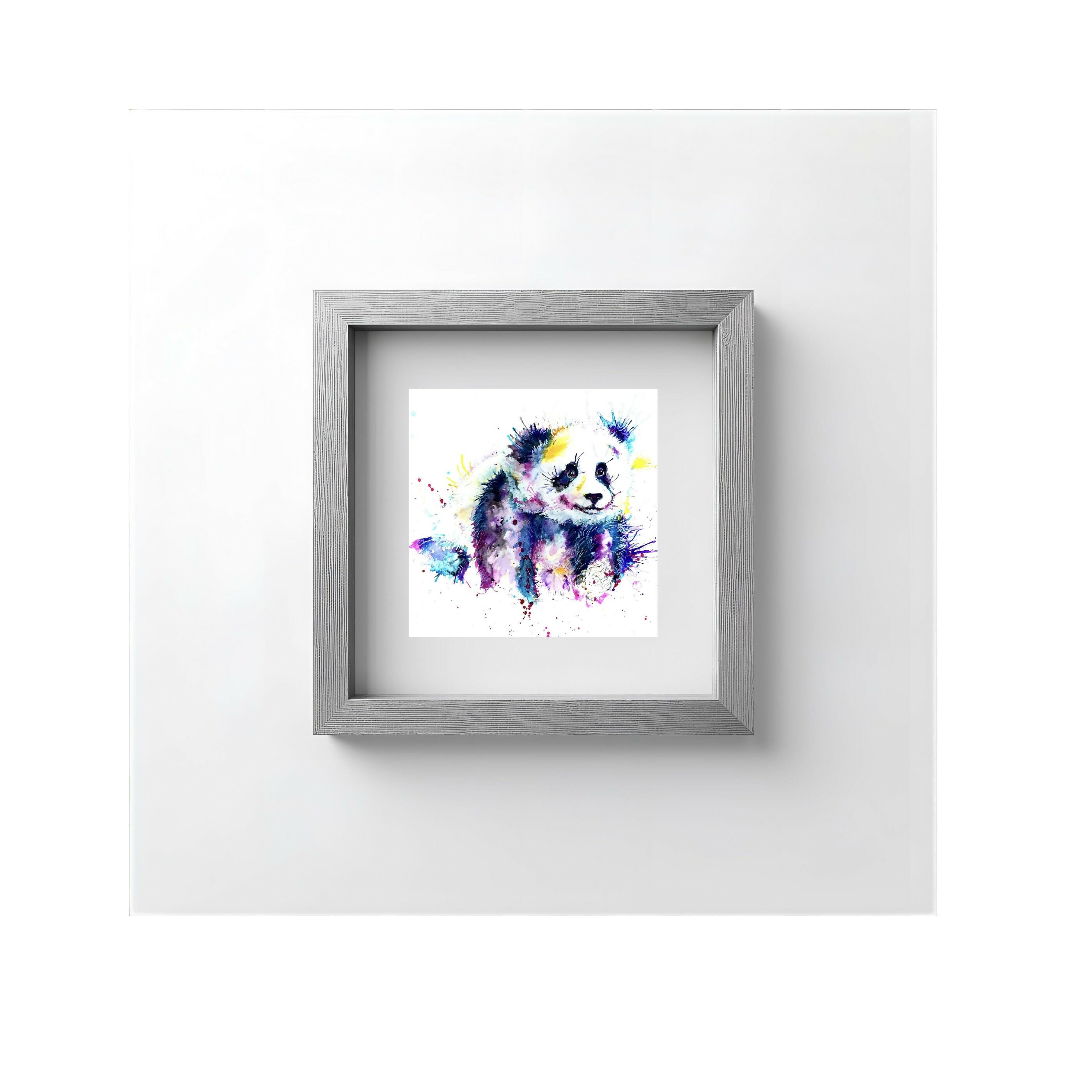 FINE ART PRINT OF PURPLE PANDA, PART OF THE 'LITTLE MINI TREASURE' ART COLLECTION