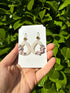 Opal Shimmer Teardrop Hoop Earrings with Floral Detail in Blush Pink