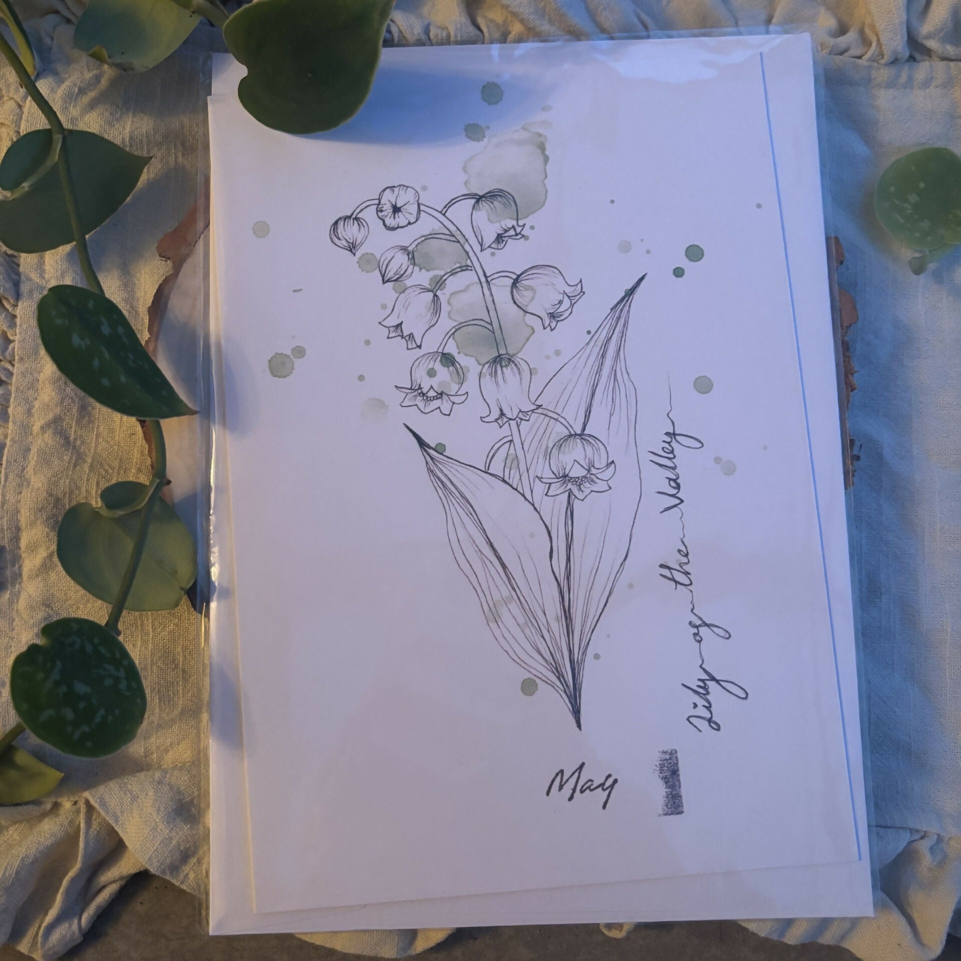 May Flower and Birthstone Card