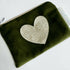 Olive Green Velvet Purse with a Gold Sparkle Heart