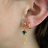 Sapphire Blue Zirconia Chain Earrrings on Gold Plated Ball Stud