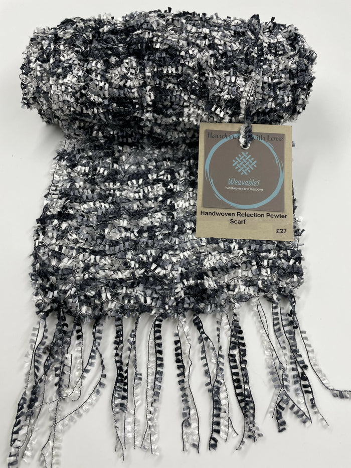 Handwoven Reflection Pewter Scarf