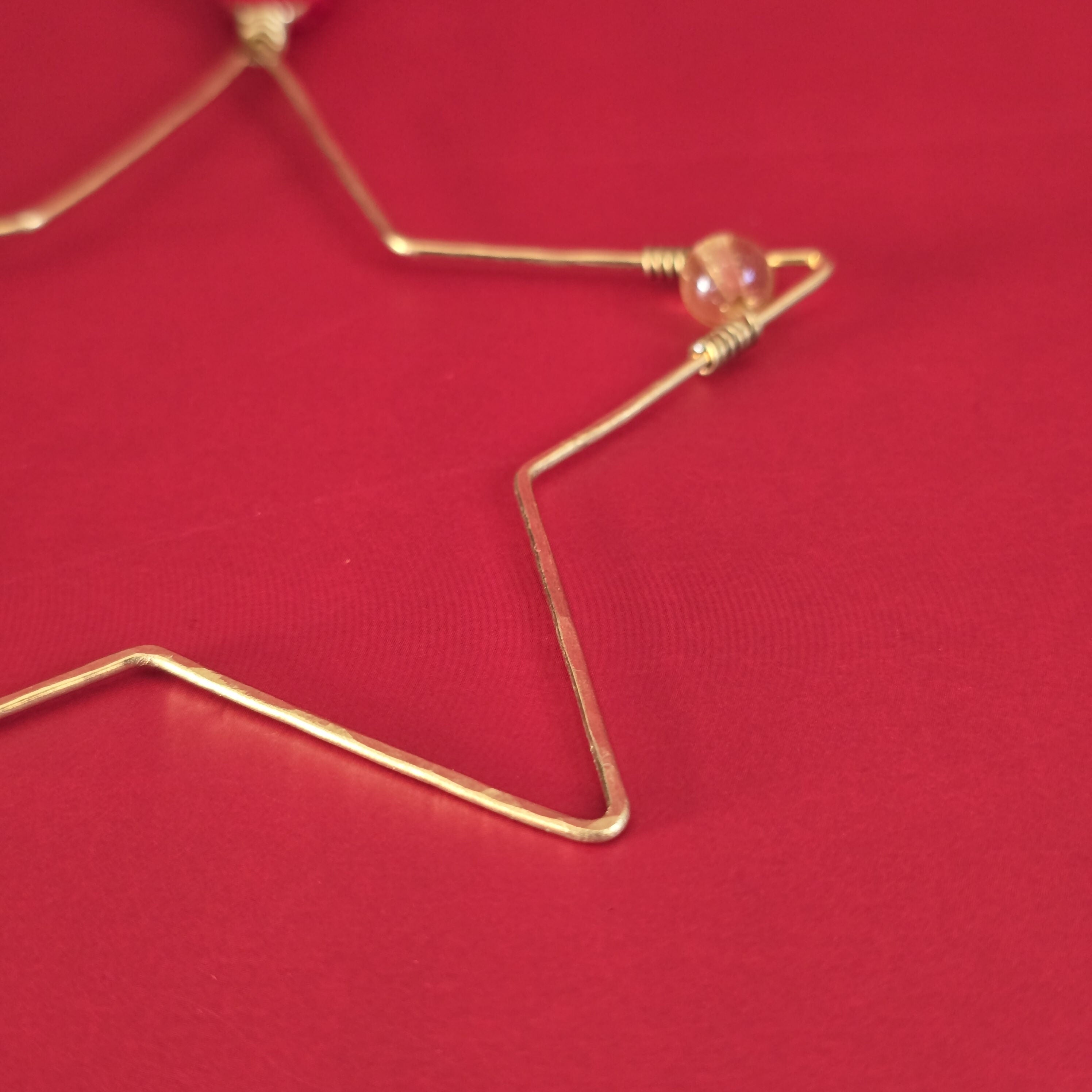 Christmas Star Tree Hanging; Wire-Art Citrine Crystal Festive Decor