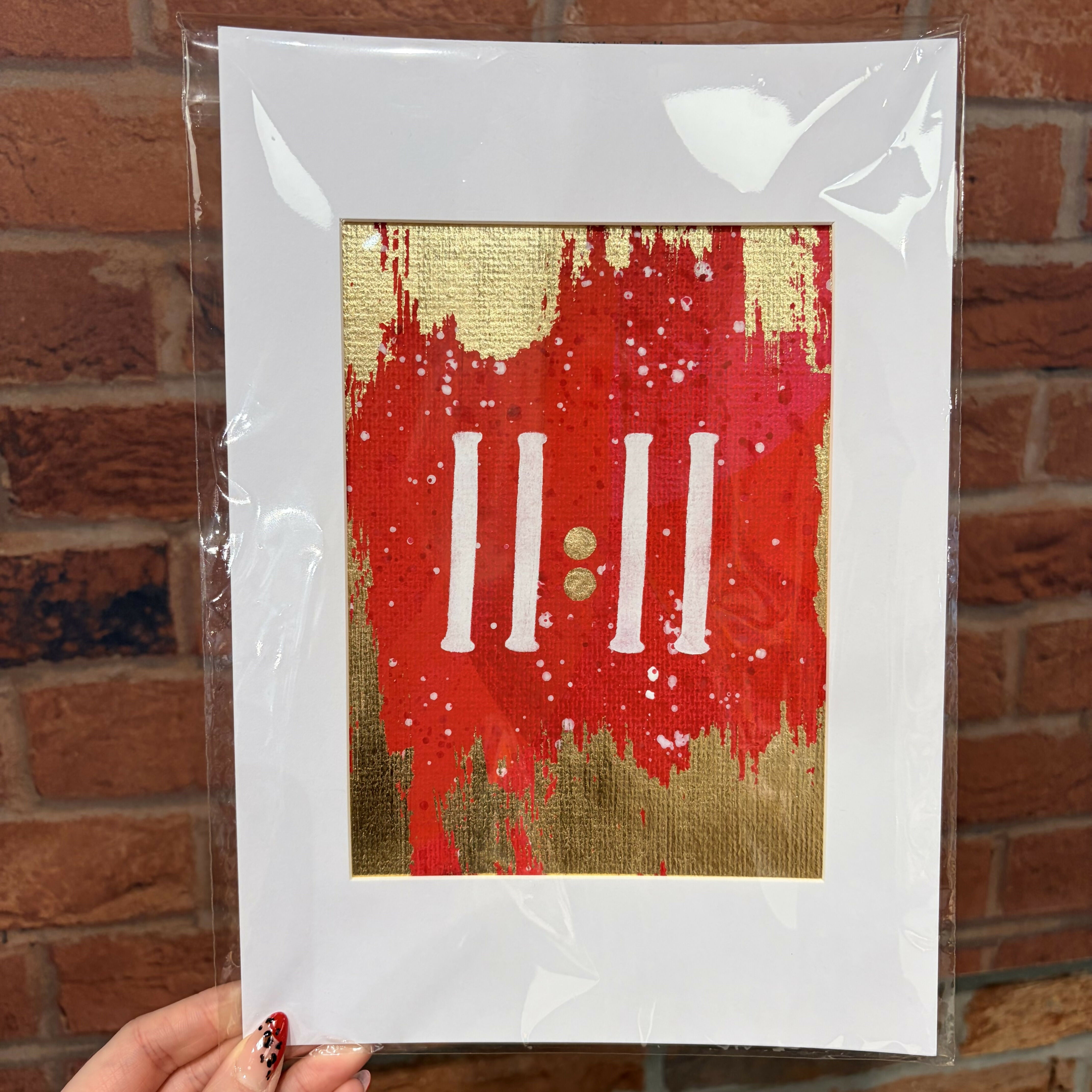 Red & Gold 11:11 Angel Number Print - A4 Mounted Print