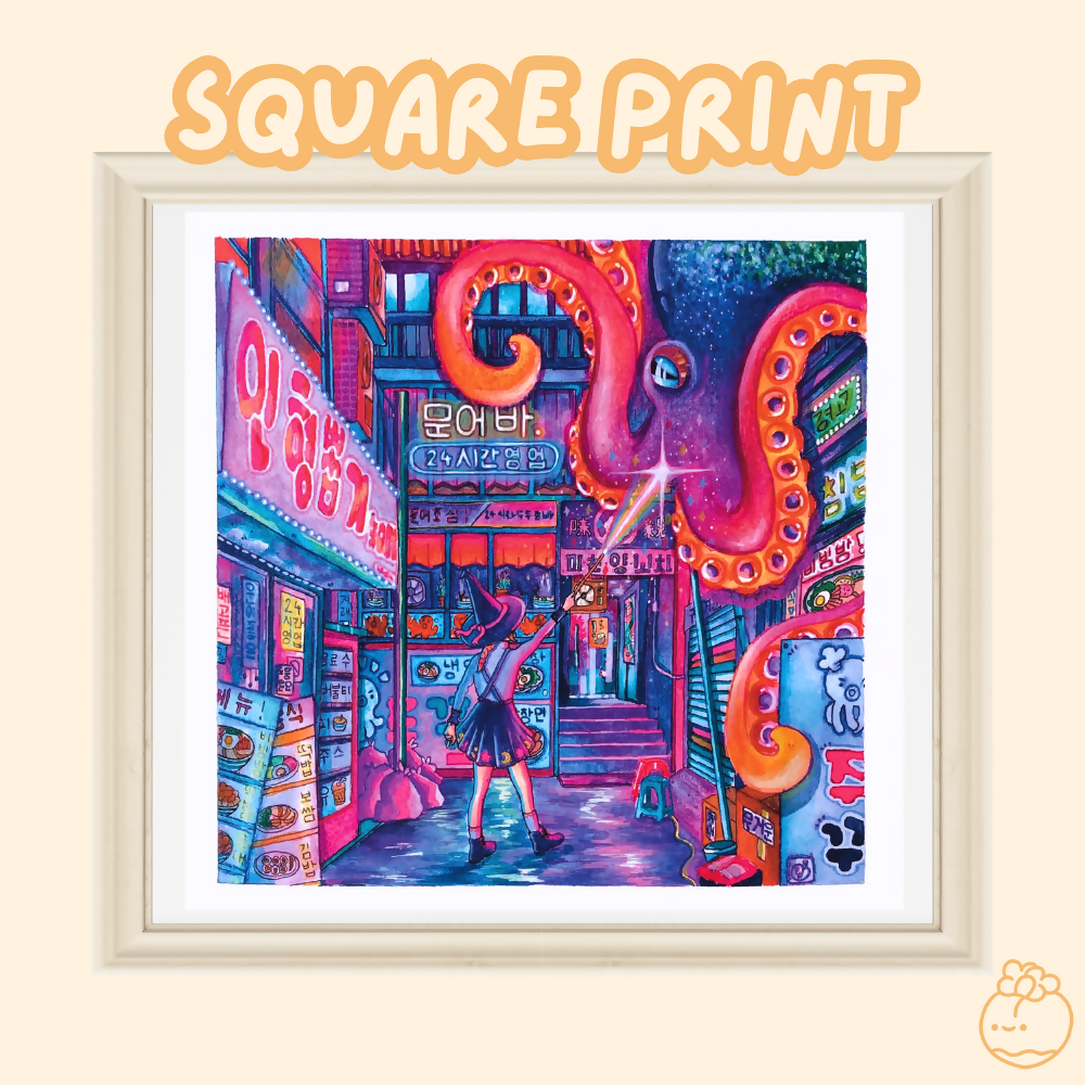 Neon Nights - 21cm Square Art Print