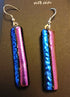 Fused Dichroic Glass Earrings in Pink and Blue with Sterling Silver Hooks