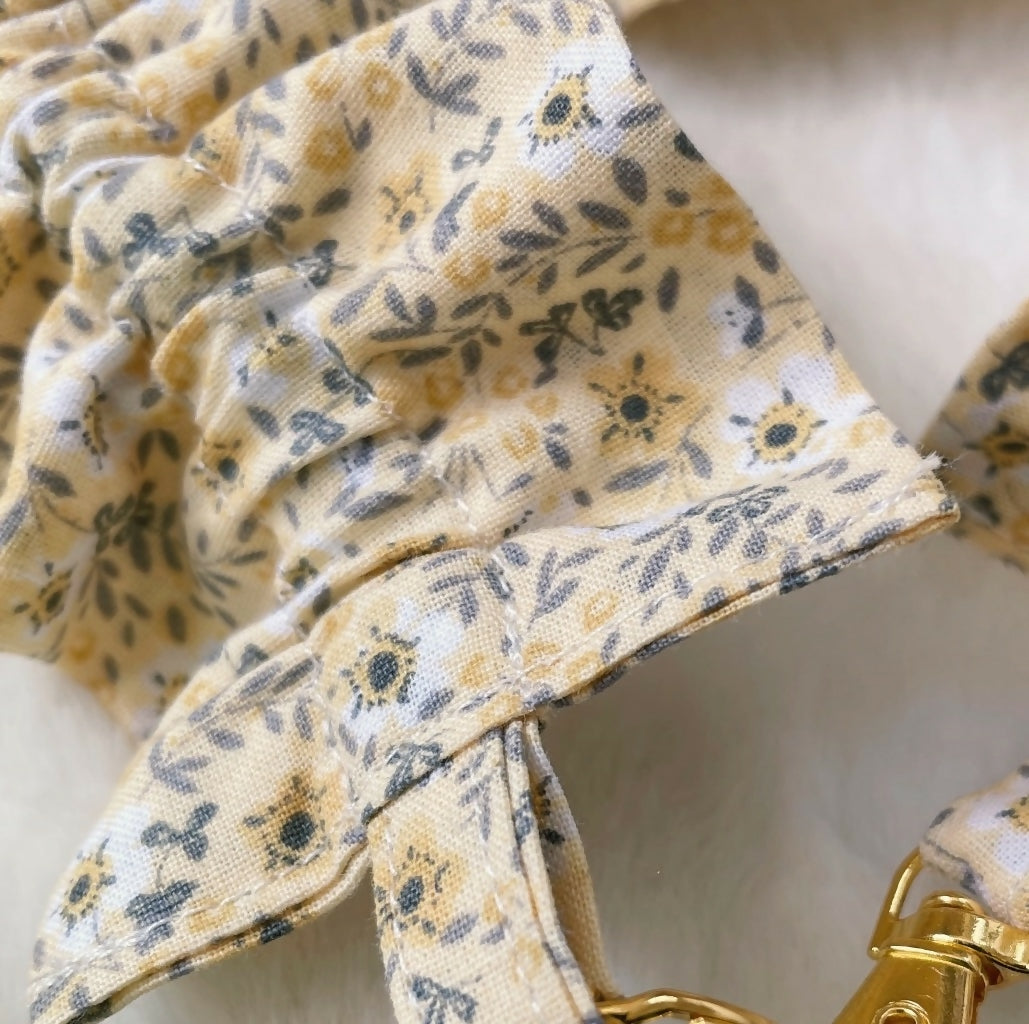 Handmade Ruffled Crossbody Phone Strap Yellow Ditsy