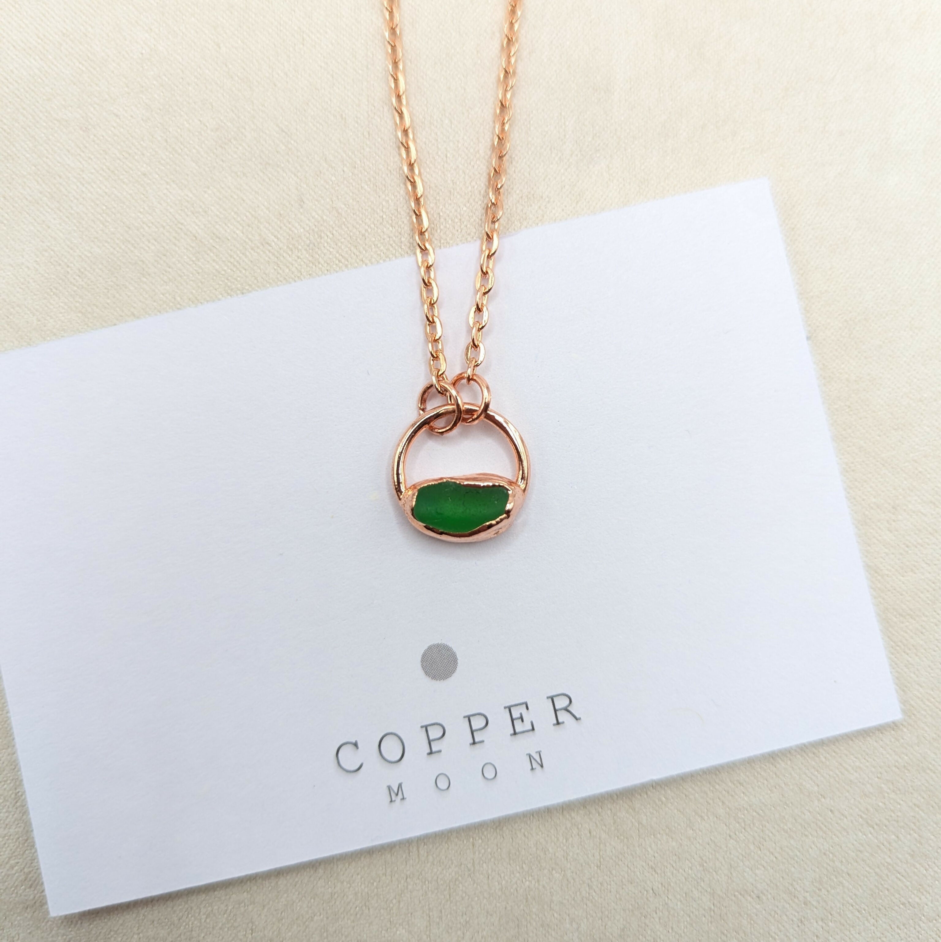 Green Seaglass Moon Necklace