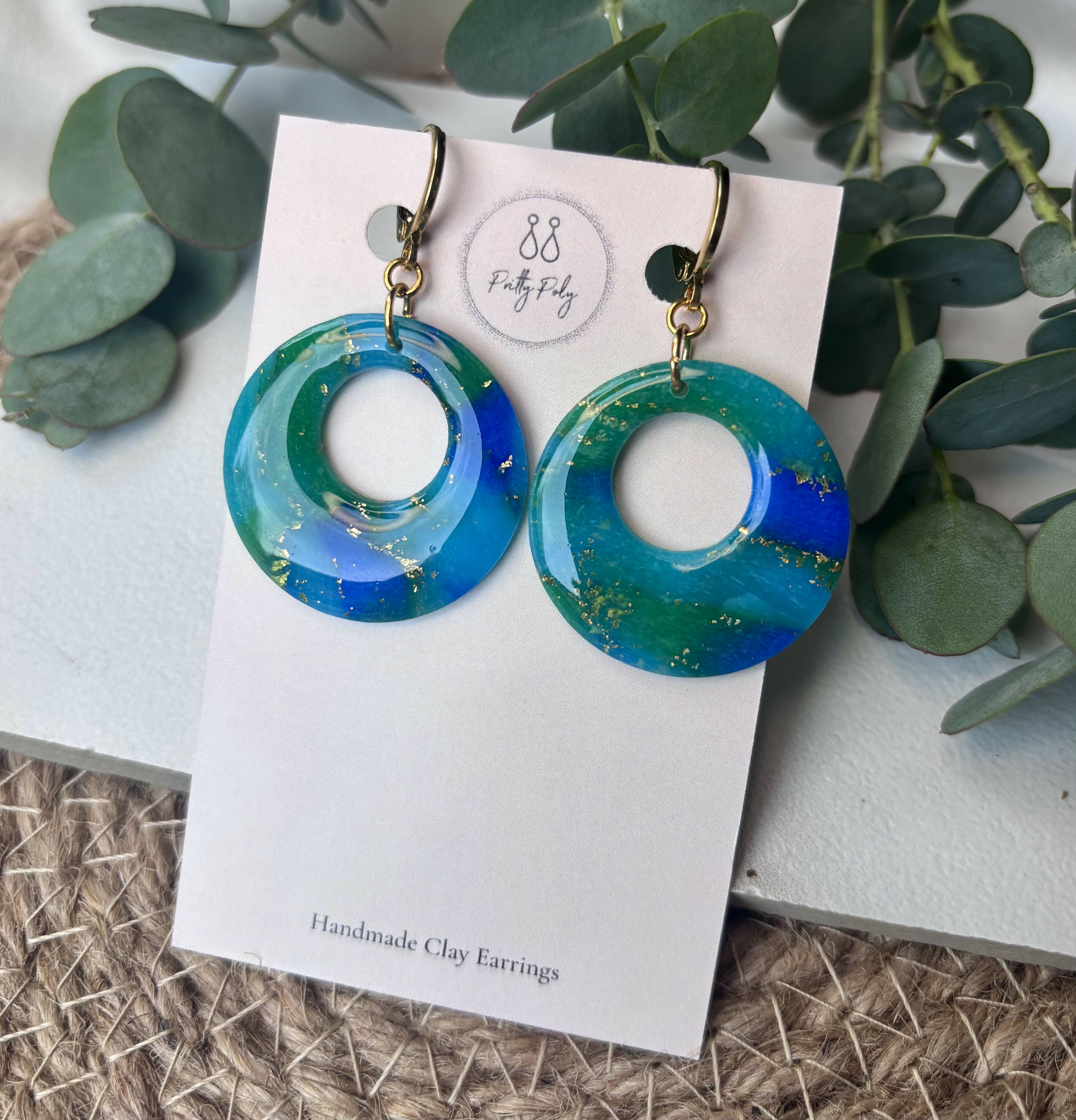 Ocean Dream Collection Round Polymer Clay Earrings
