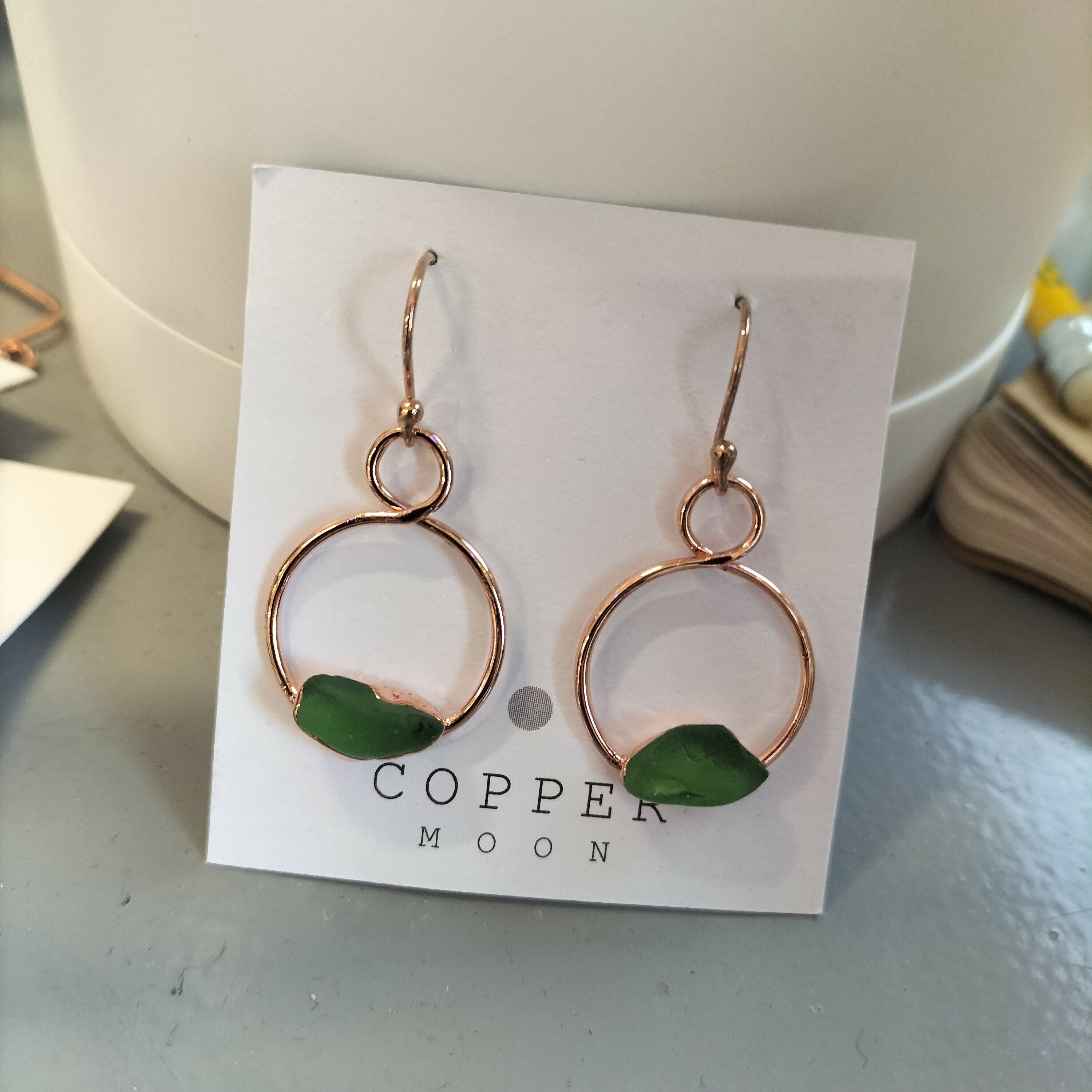 Seaglass Green Hoop Earrings