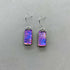 Pink & Purple Flower Dichroic Fused Glass Dangle Sterling Silver Earrings - Handmade by Jade Tapson Glass.