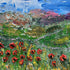 Round Poppies By Stone Walls Original Oil Painting On Canvas