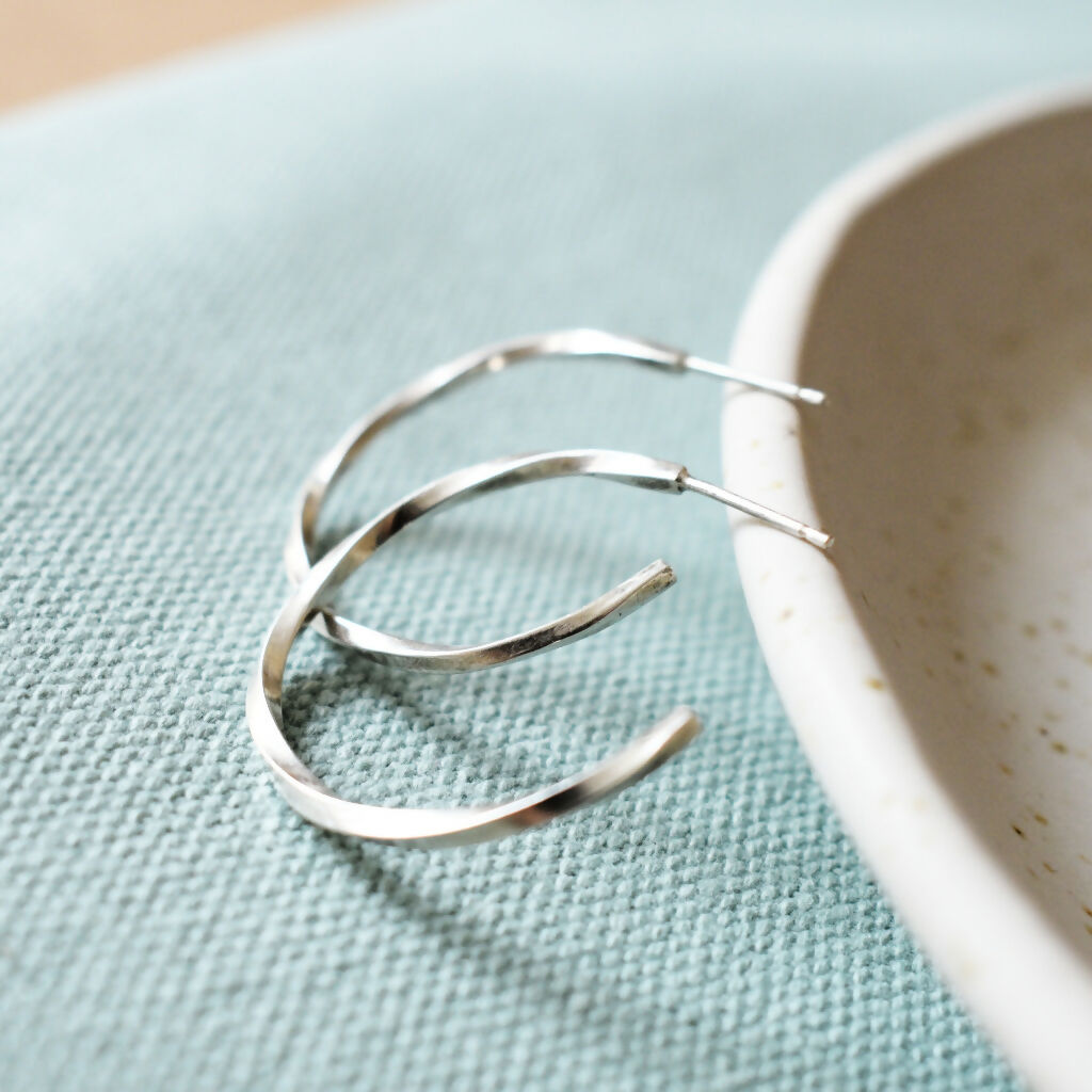 Sterling Silver Twist Hoop Earrings