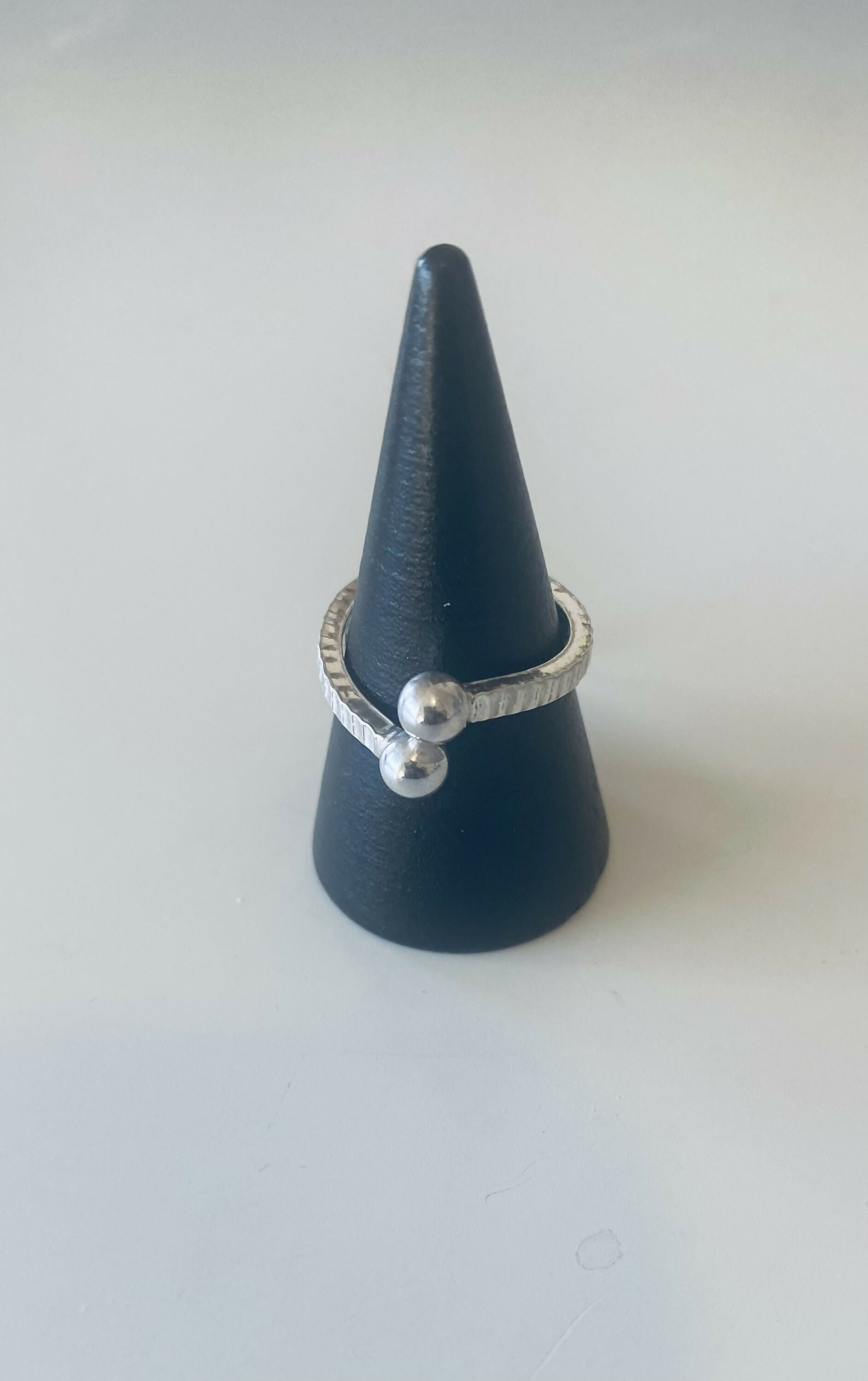 Sterling Silver Two Sphere Orbit Ring by Silver by Golden