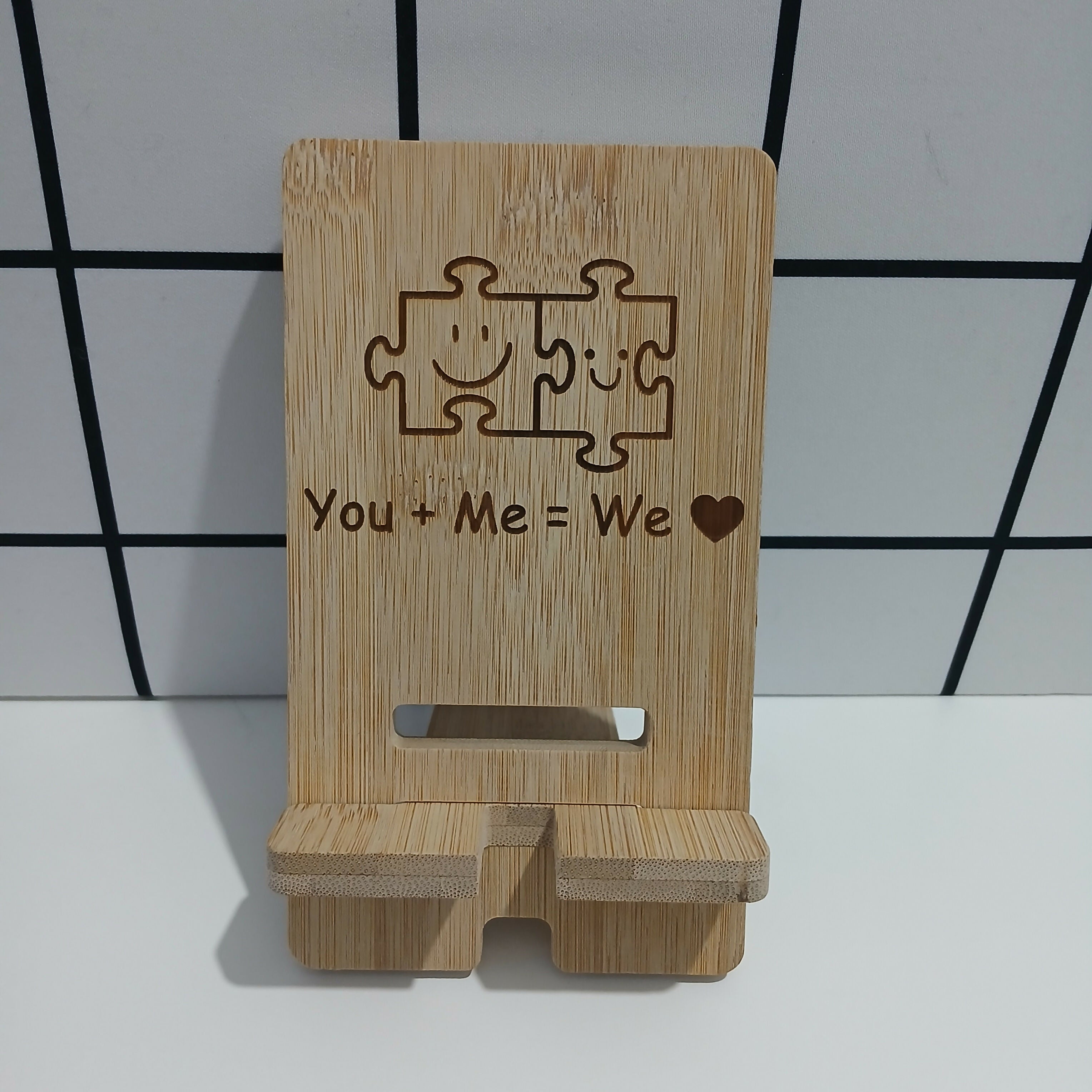 YOU+ME=WE Bamboo Mobile Phone Stand Holder