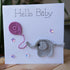 Hello Baby Crocheted card with Rabbit or Elephant