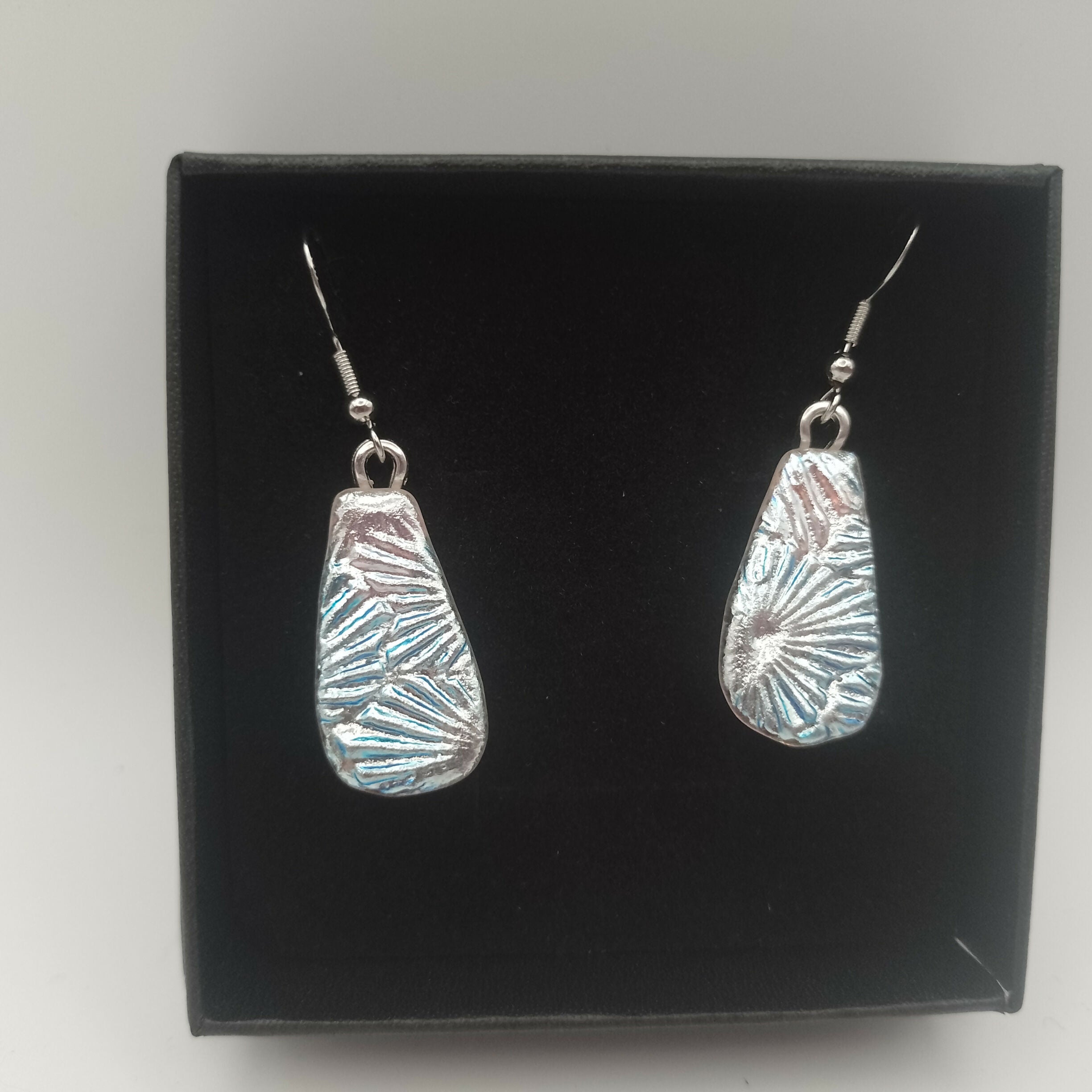 Silvery Blue Dichroic Earrings