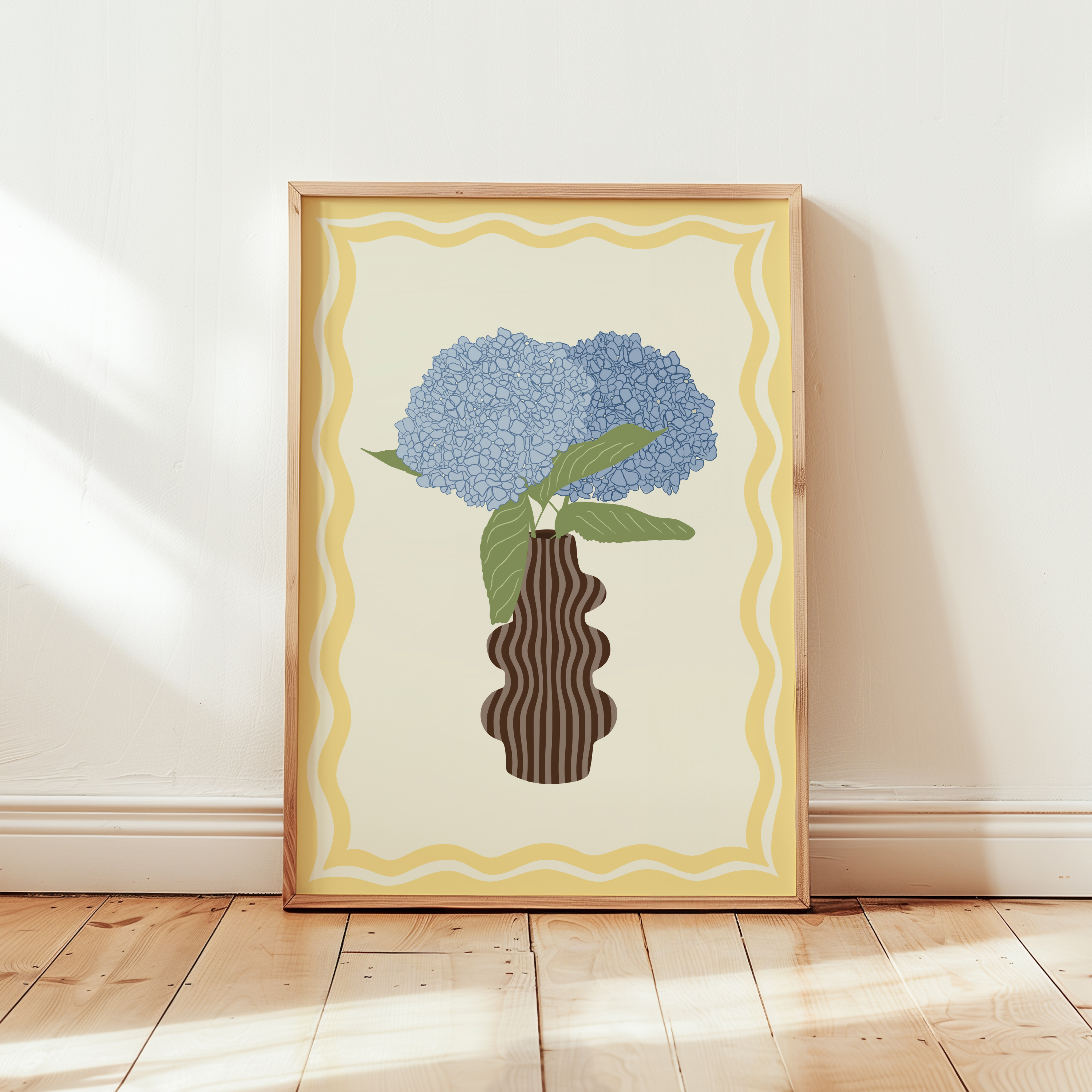 Blue Hydrangea Flower Vase Print