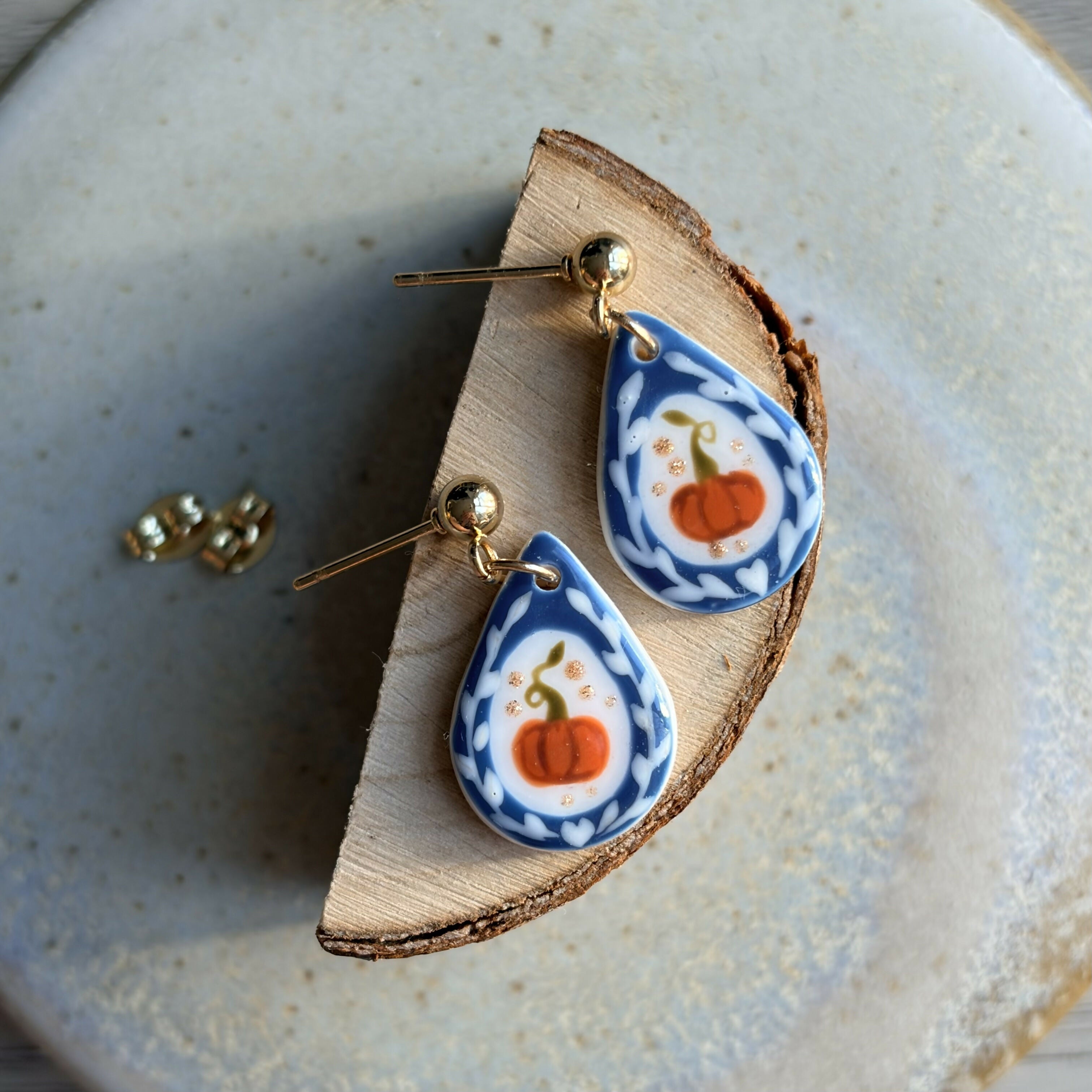 Pumpkin Clay Earrings