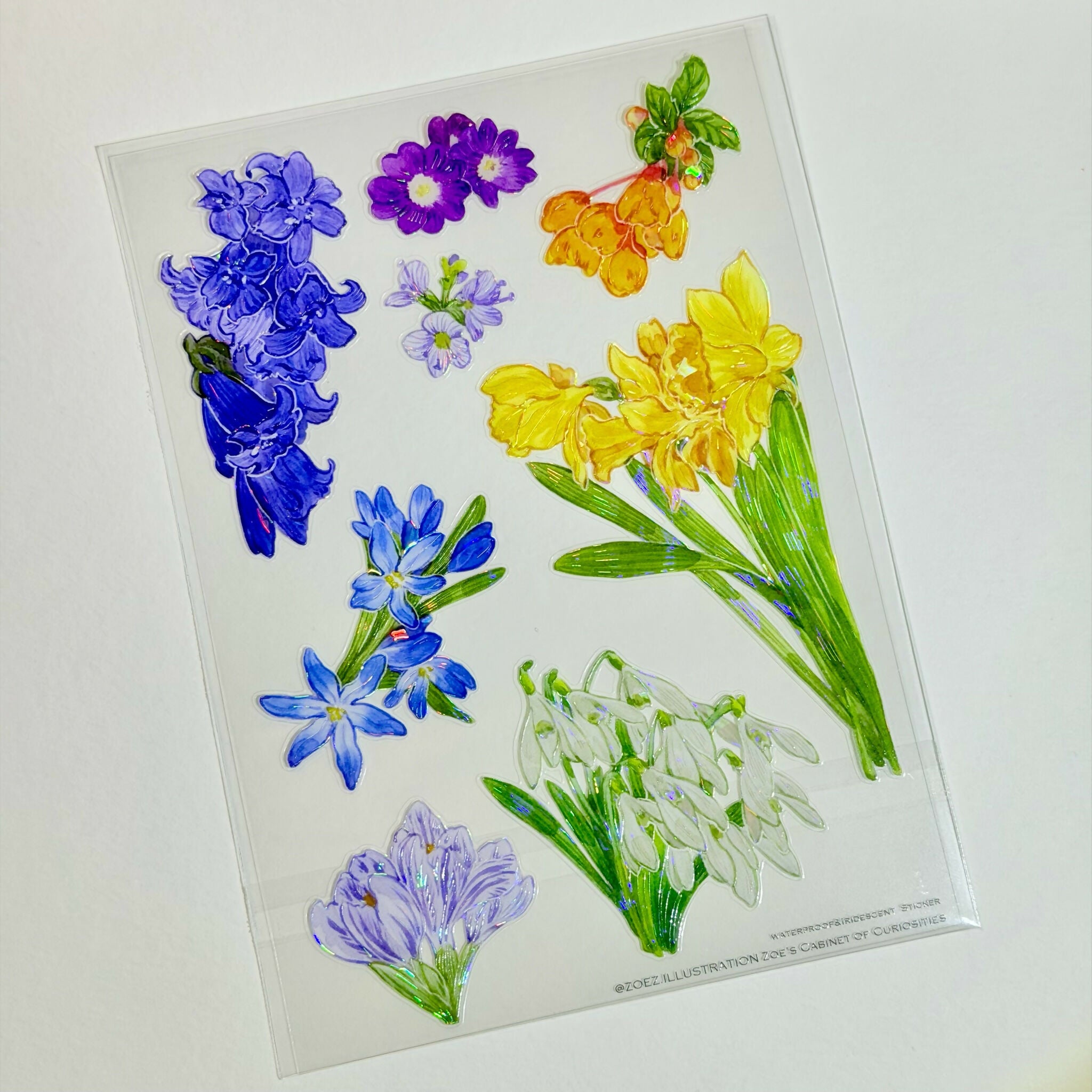 A6 transparent waterproof iridescent wildlife sticker sheet