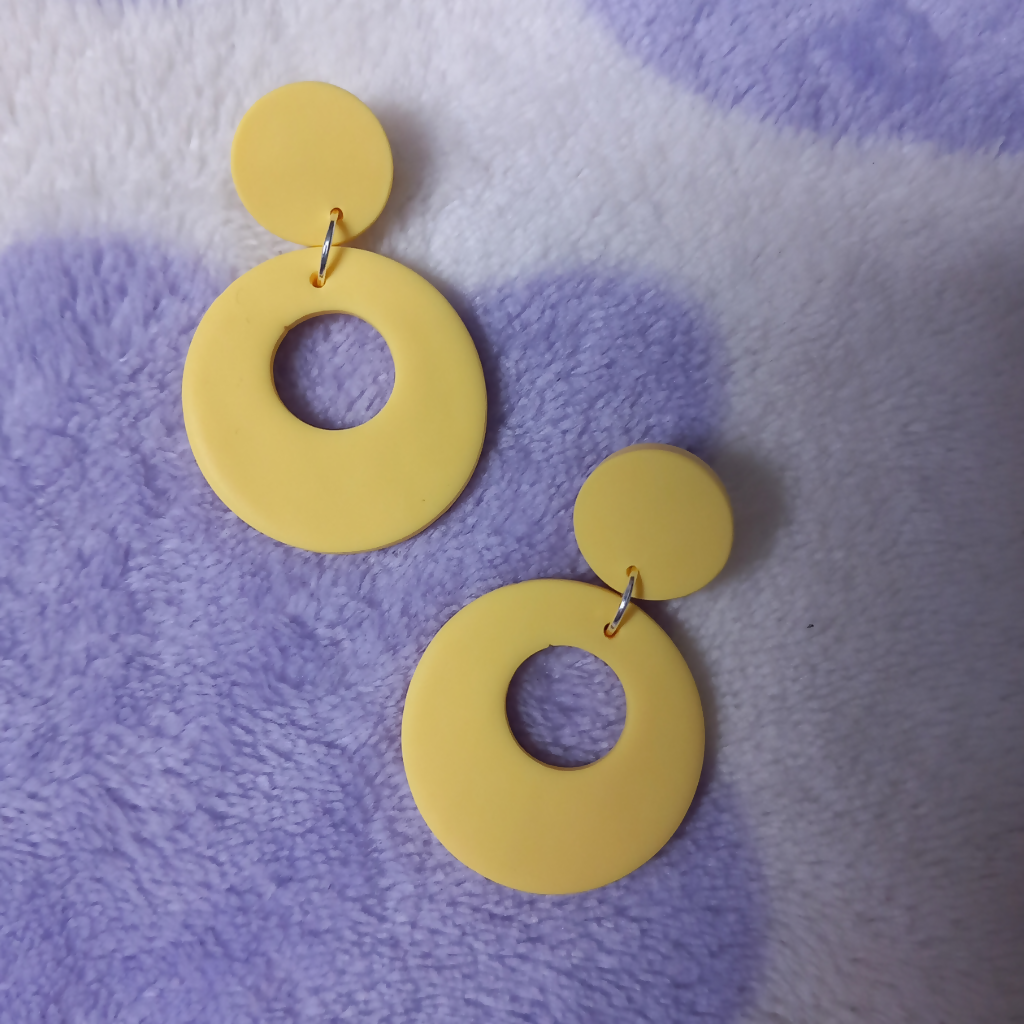 Polymer Clay Retro Circle Dangle Earrings