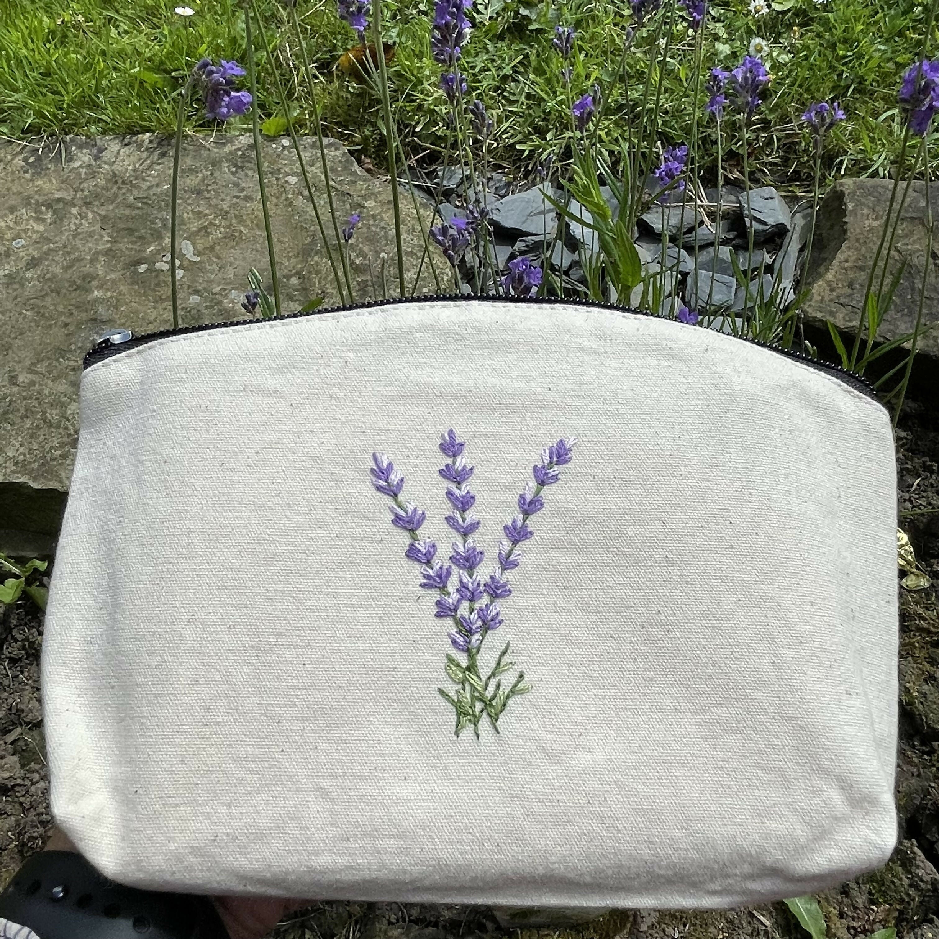 Lavender Hand Embroidered Pouch