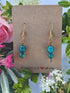 Blue Apatite Wire Wrapped Crystal Bead Earrings