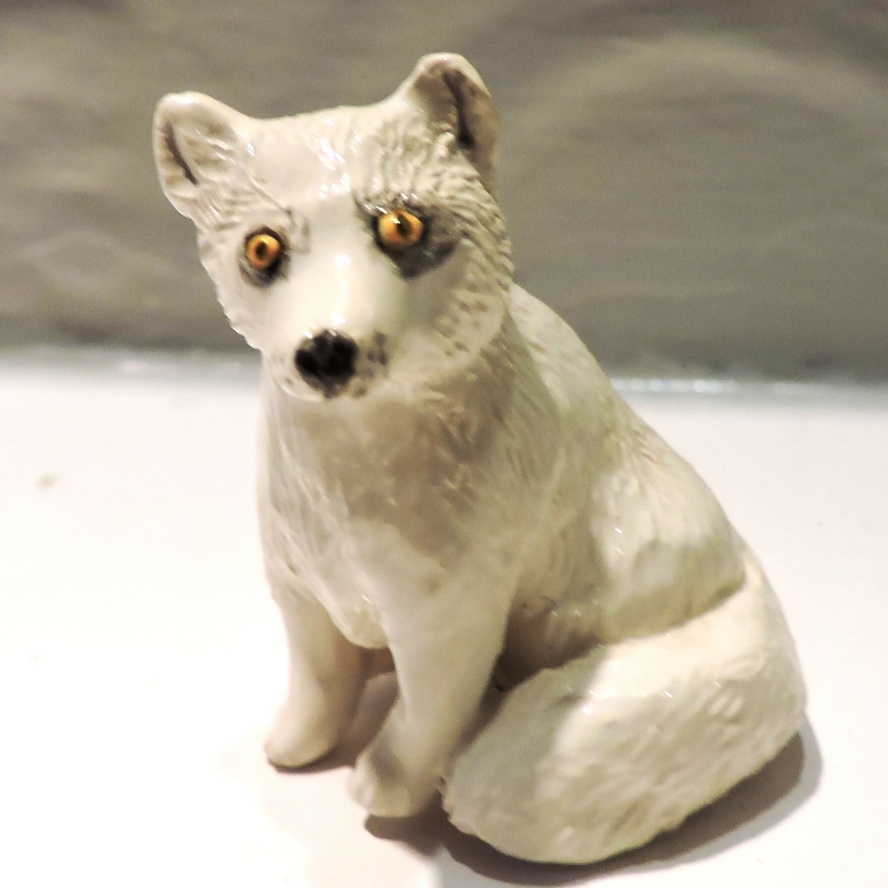 Ceramic Arctic fox sculpture