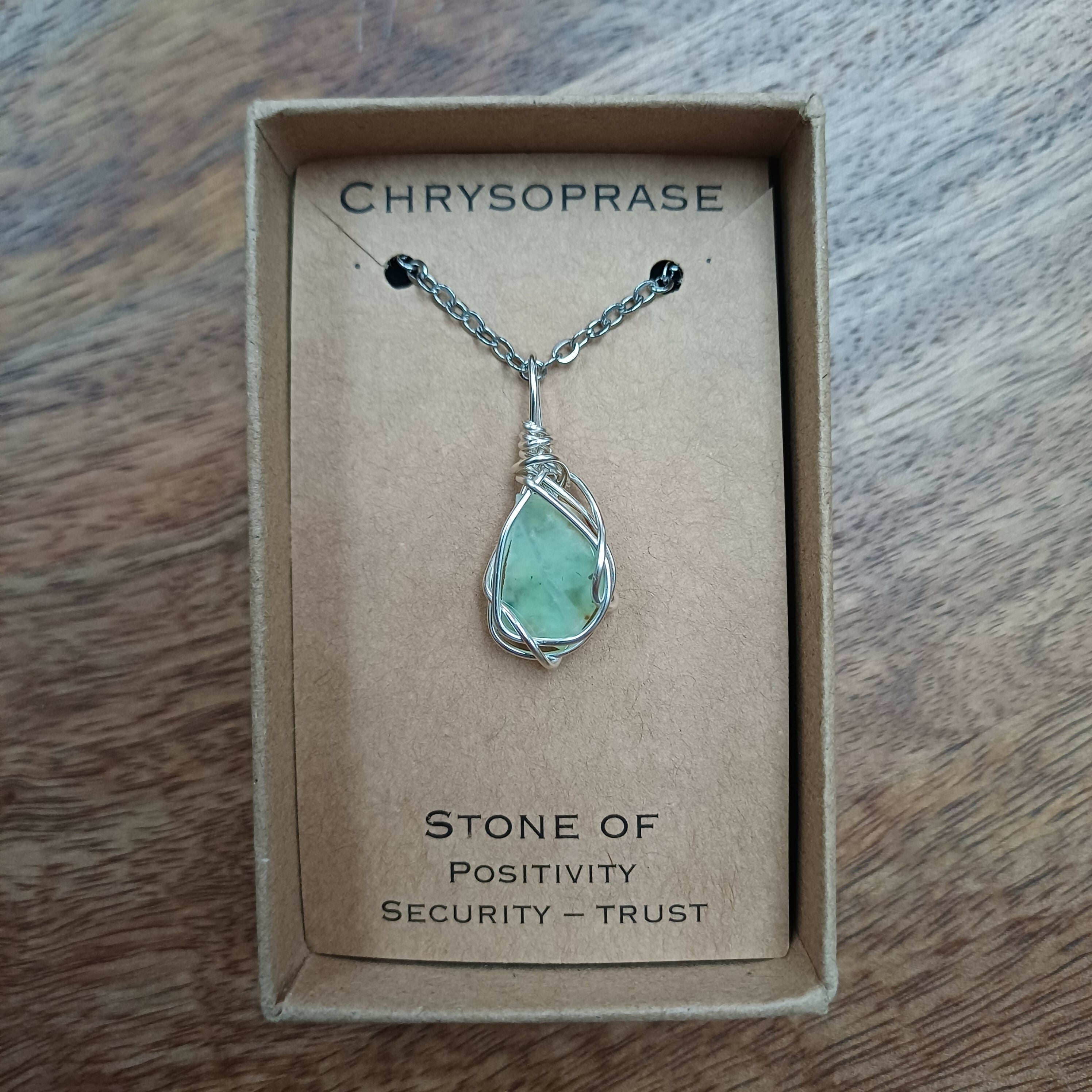 Chrysoprase Wire Wrapped Pendant