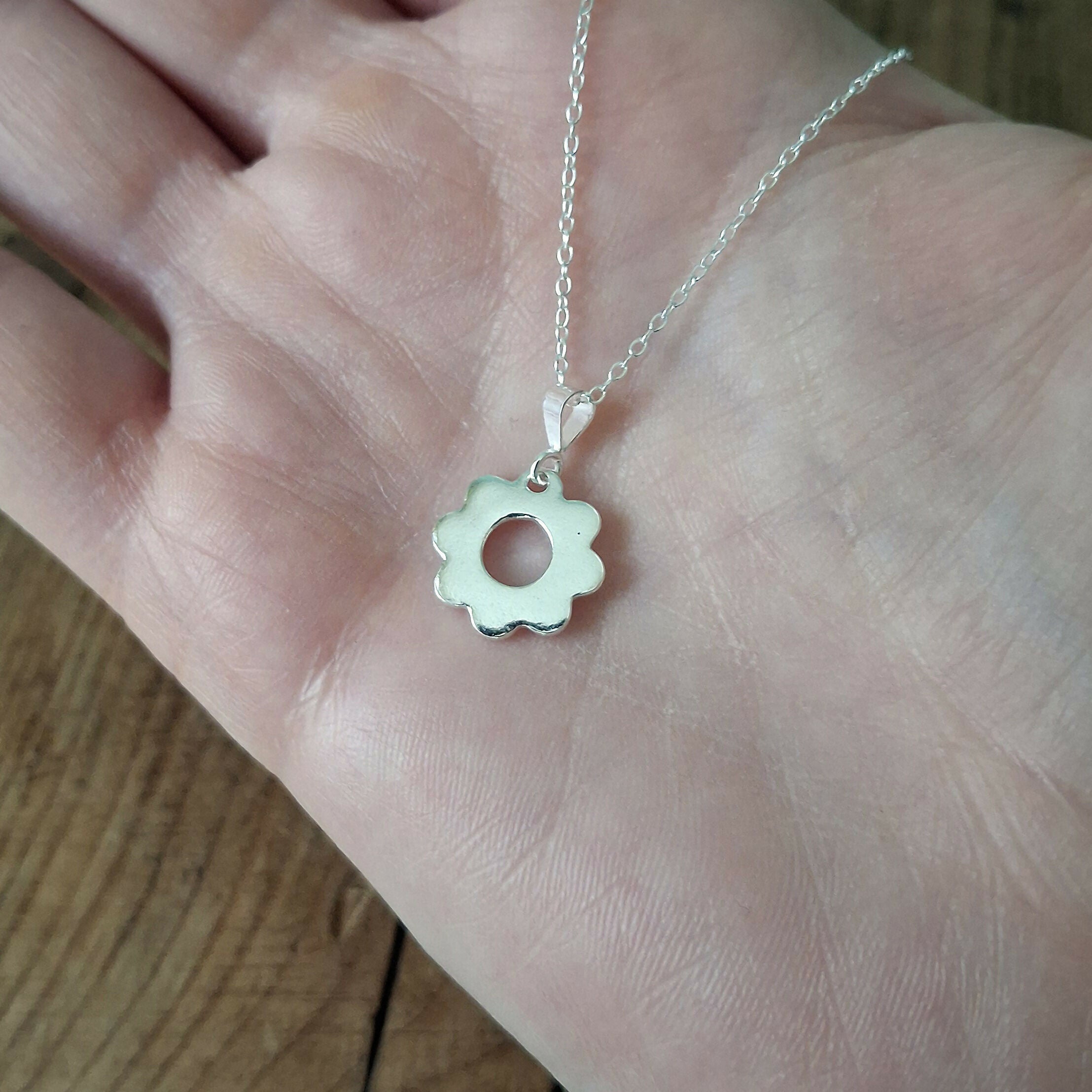 Handmade Silver Flower Charm Necklace