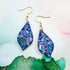 Handmade Blue Glitter Teardrop Doves And Holly Christmas Earrings