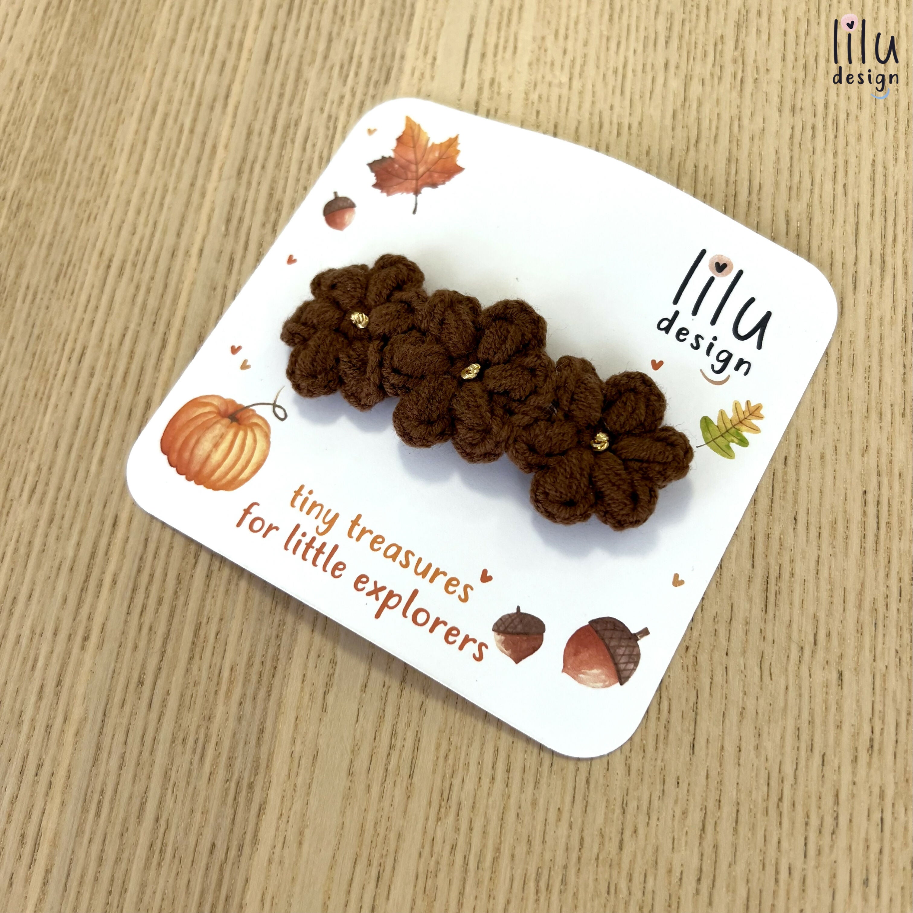 Crochet Hair Clip - Three Flowers