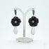 Black Flower Drop Earrings with Stone-Effect Teardrop